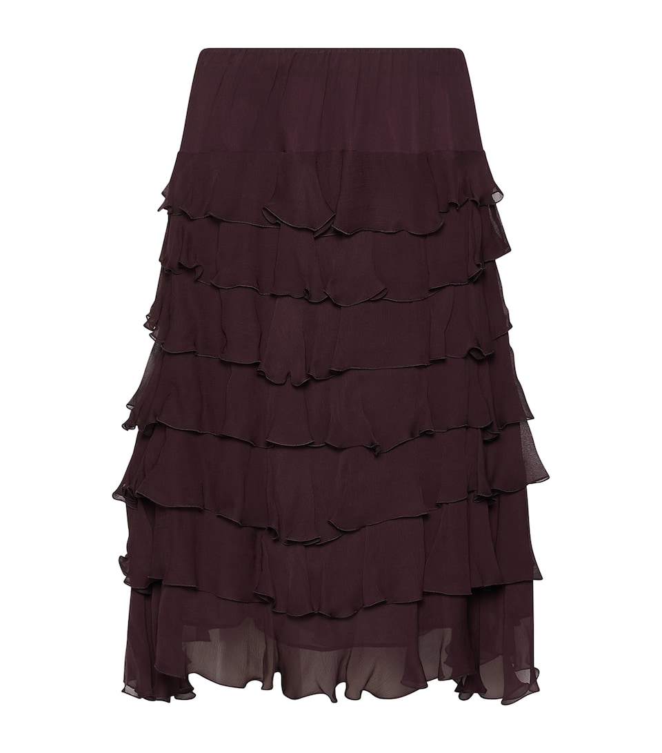 Marella Womens Ruffled Midi Skirt Blackberry