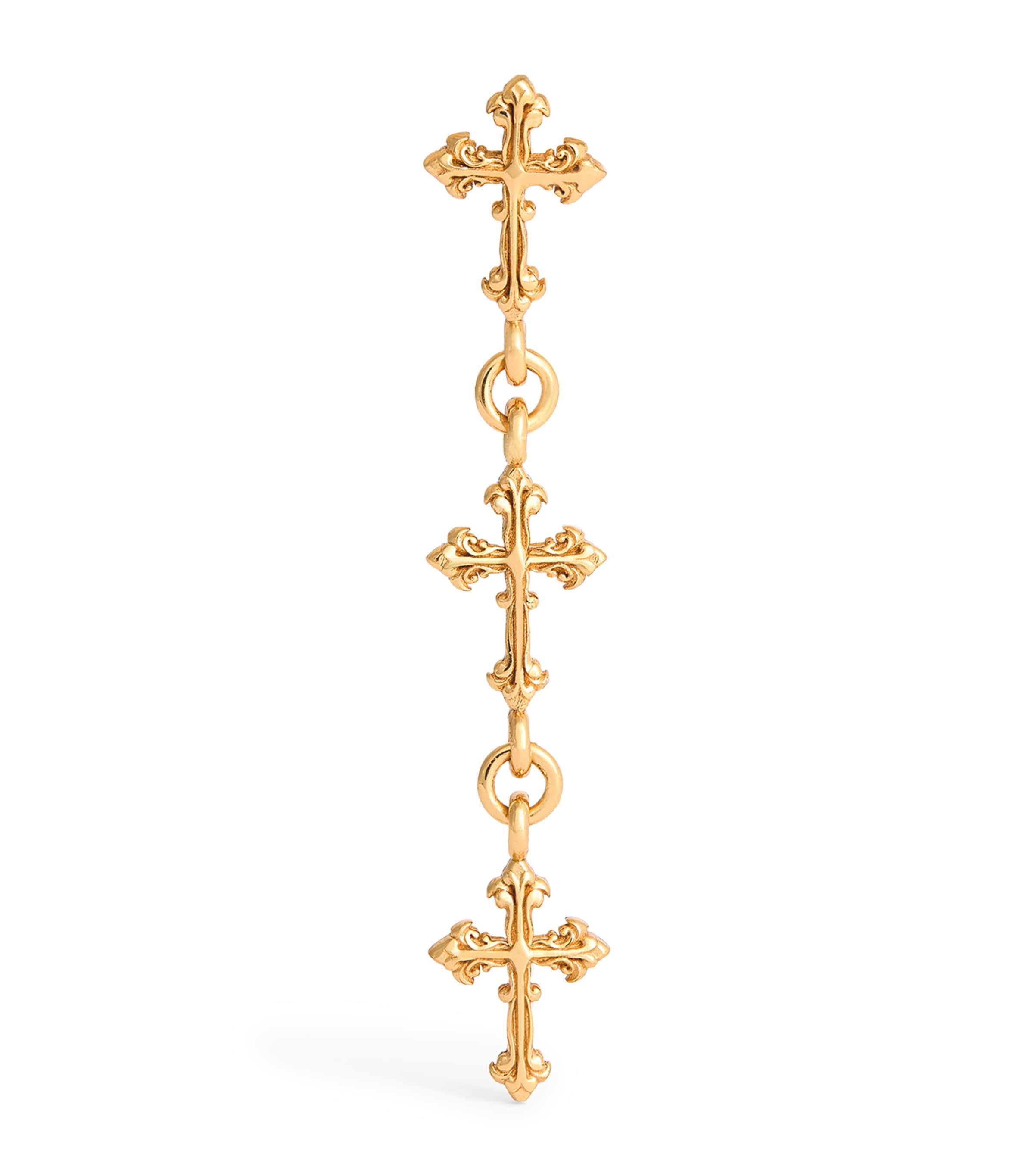 Gold-Plated Cross Drop Single Earring