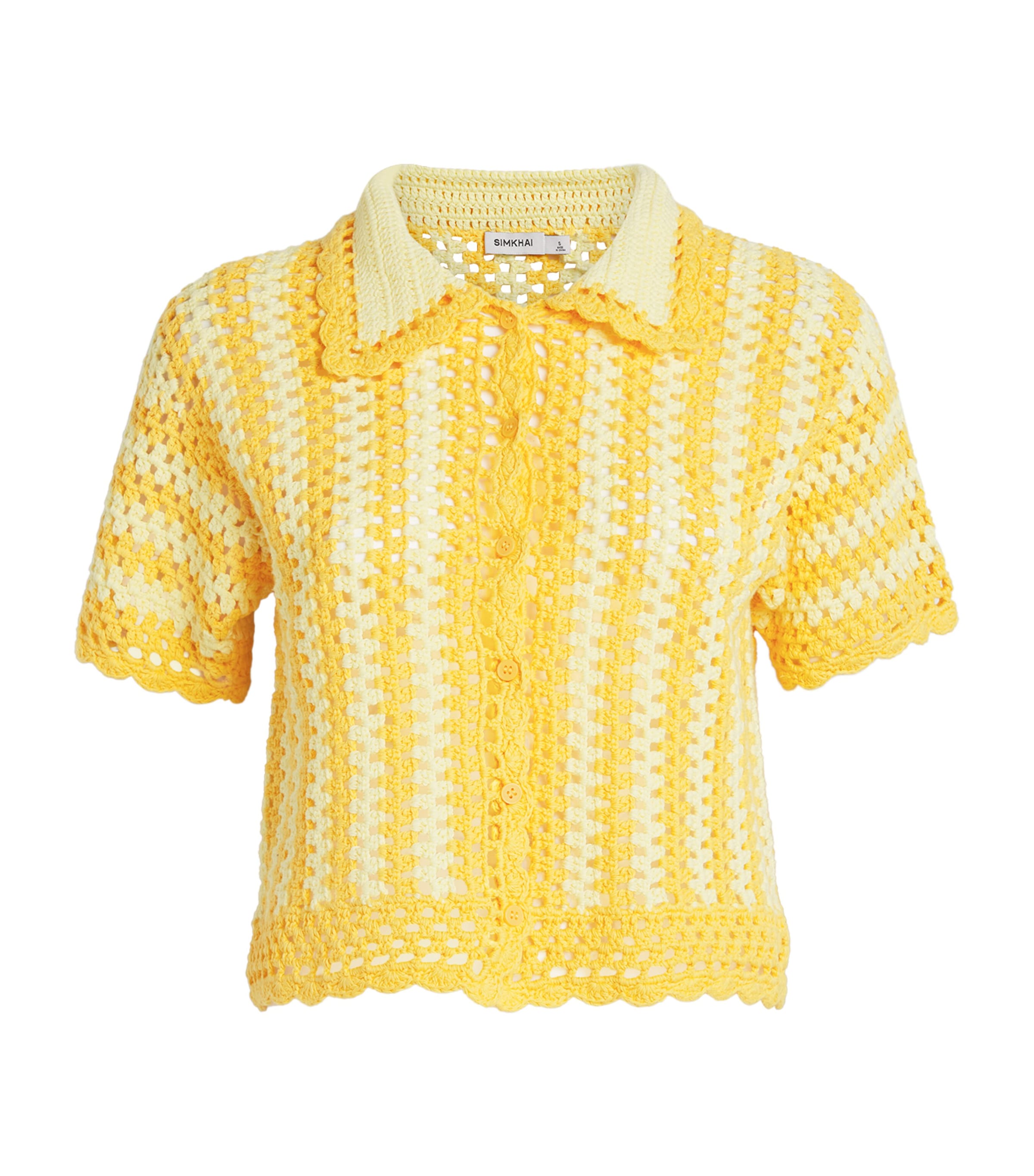 Simkhai Womens Crochet Stripe Stanton Shirt Buttercream Mango