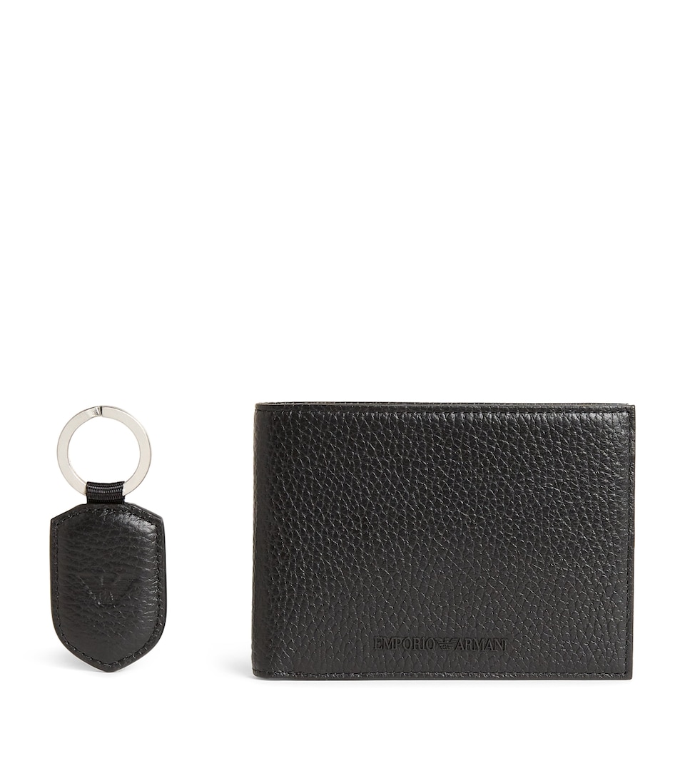 Leather Bifold Wallet and Keyring Set