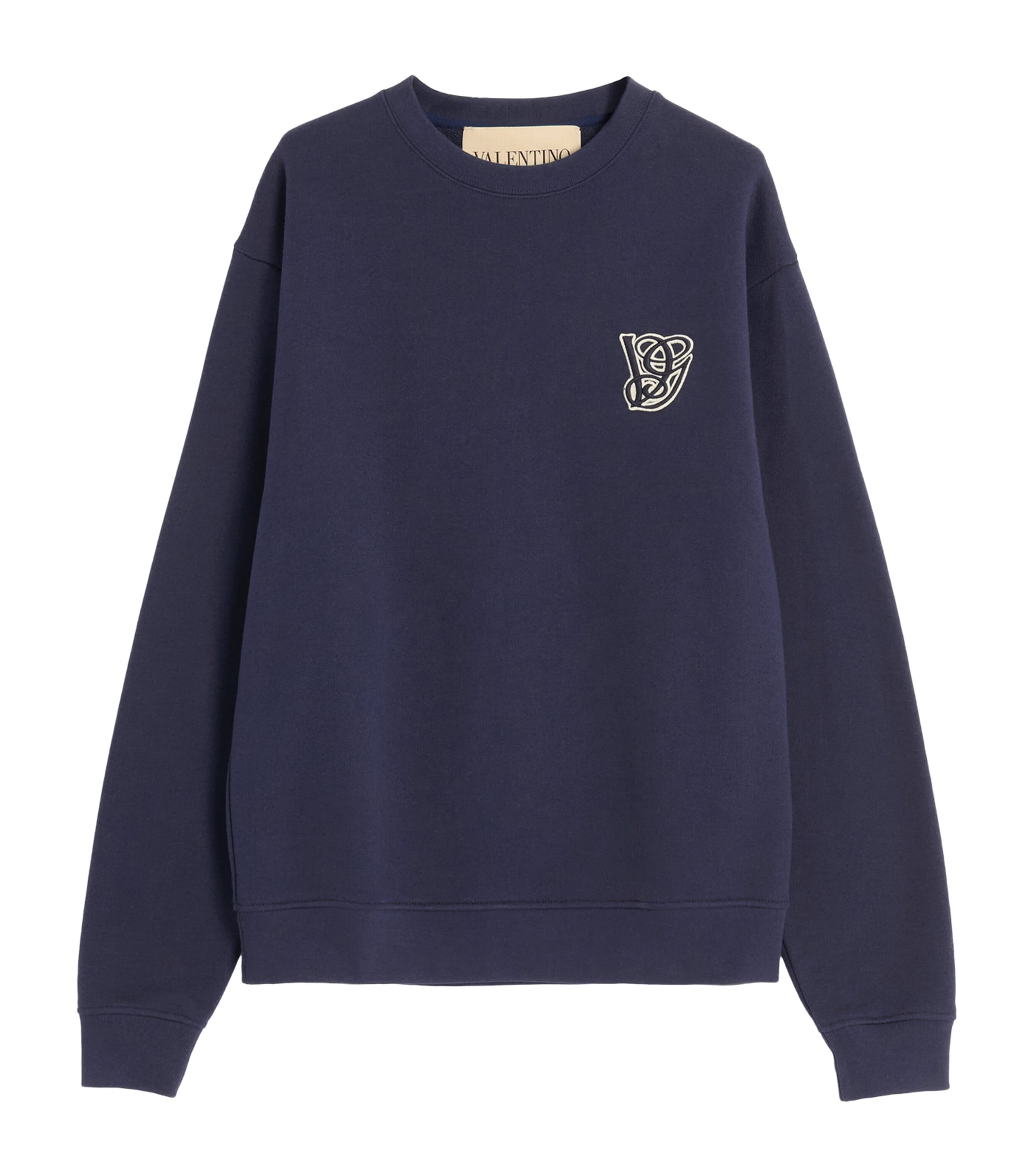 国内発送☆VALENTINO☆ロゴデザインSWEATER/NAVY Valentino Cotton-Wool Applique Sweater | Harrods US