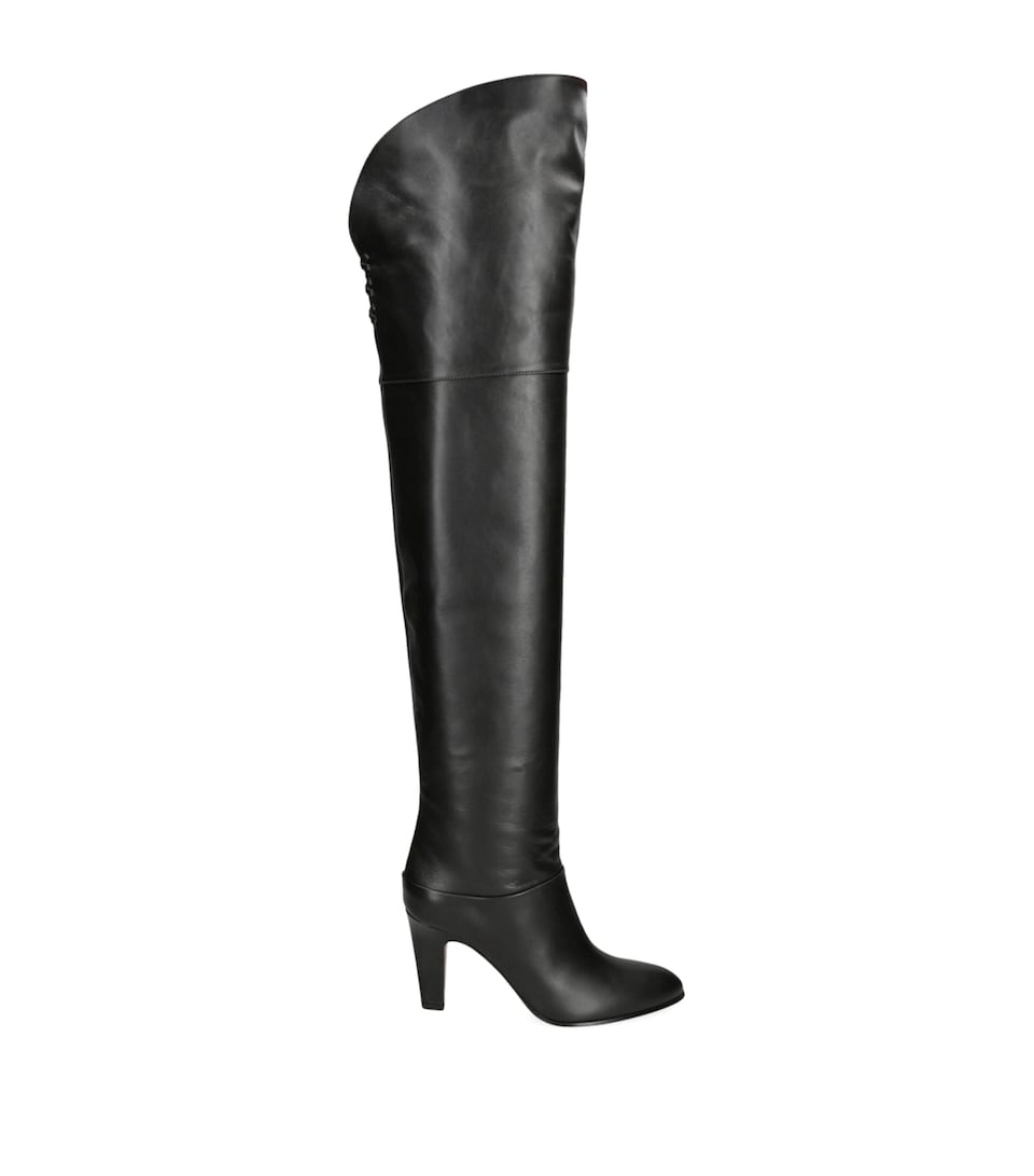 Chloé Leather Eve Over-The-Knee Boots 85 Black