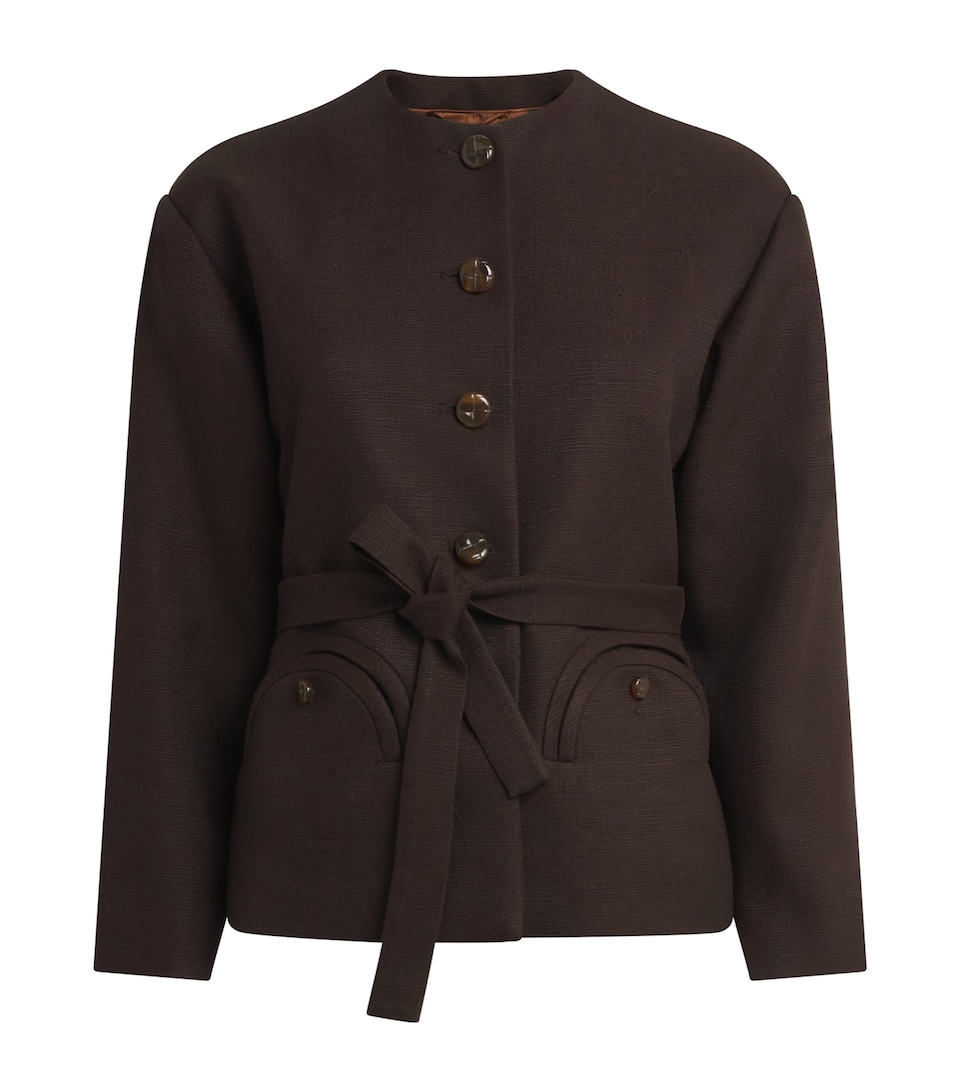 Blazé Milano Womens Belted Dales Blazer Chocolate