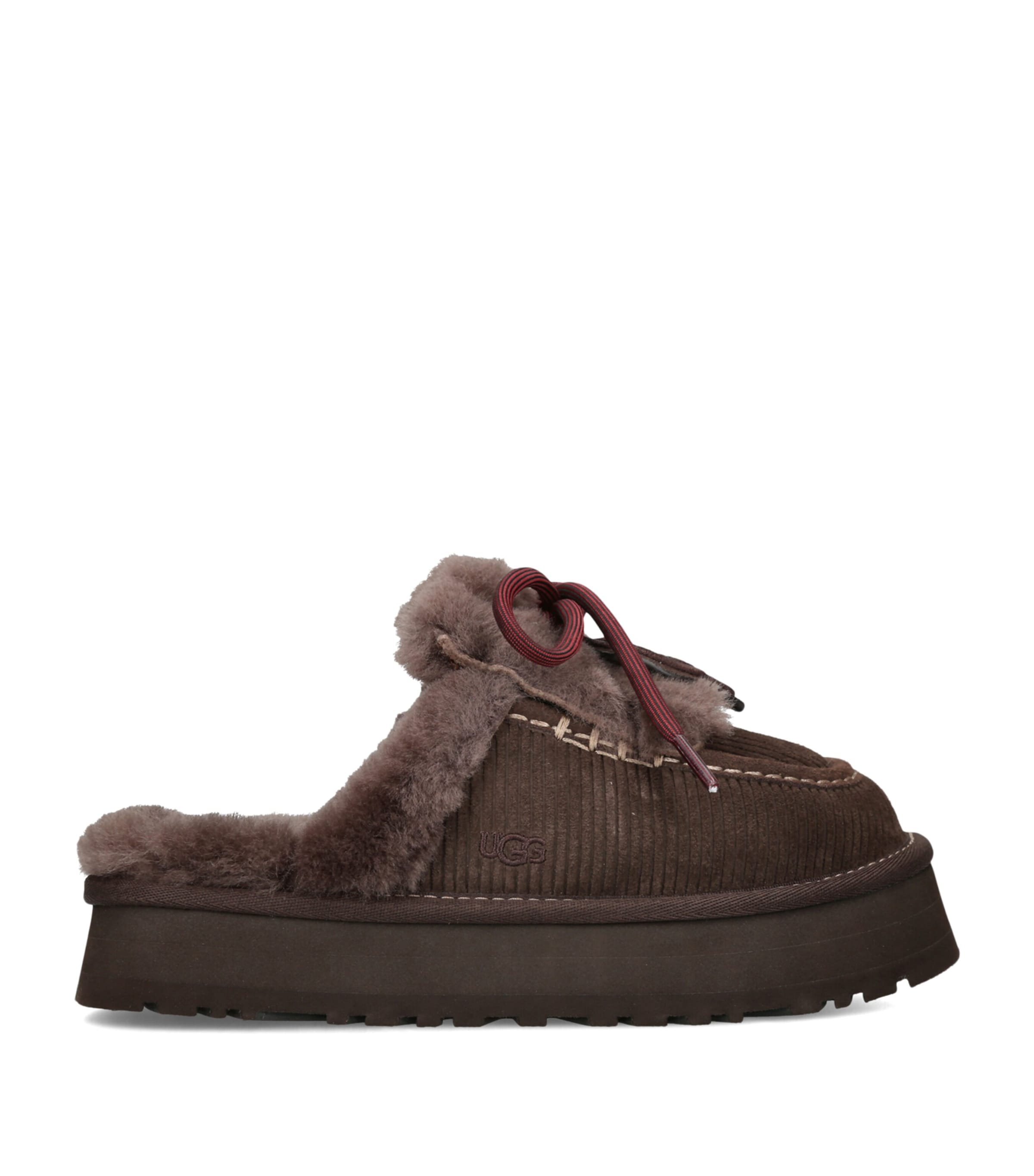 UGG Suede Disquette Heritage Slippers Dark Brown