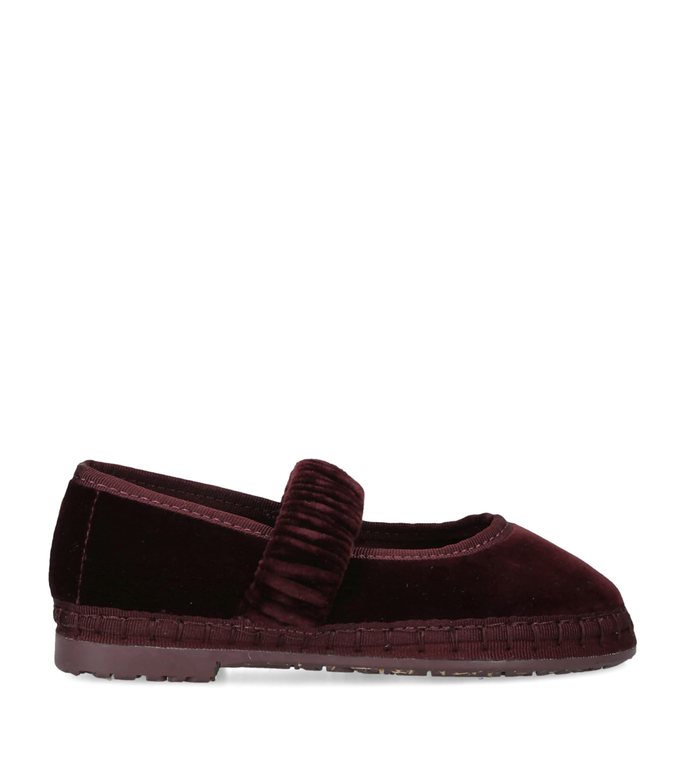 Flabelus Velvet Mafalda Ballet Flats Wine
