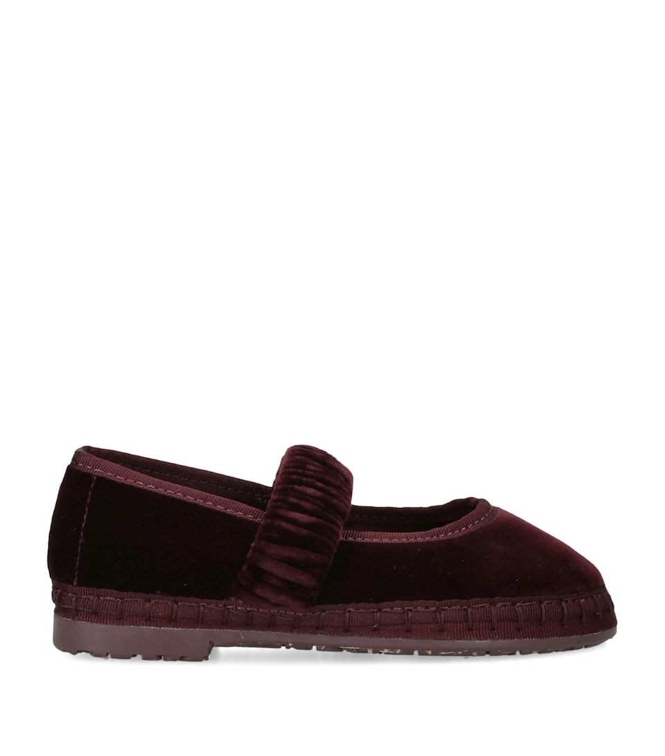 Flabelus Velvet Mafalda Ballet Flats Wine