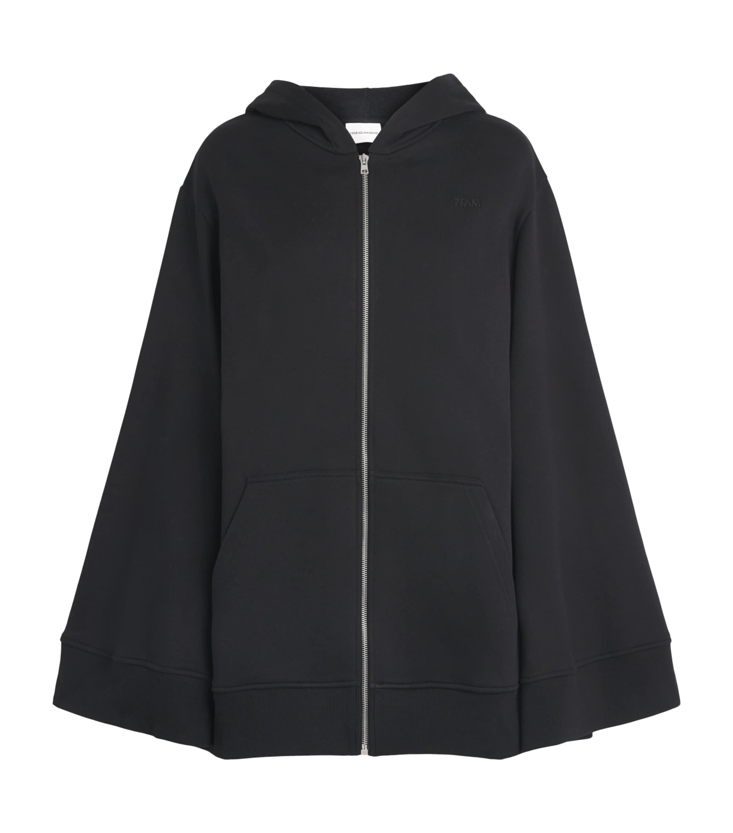7 For All Mankind Womens Cotton Oversized Zip-Up Hoodie Black