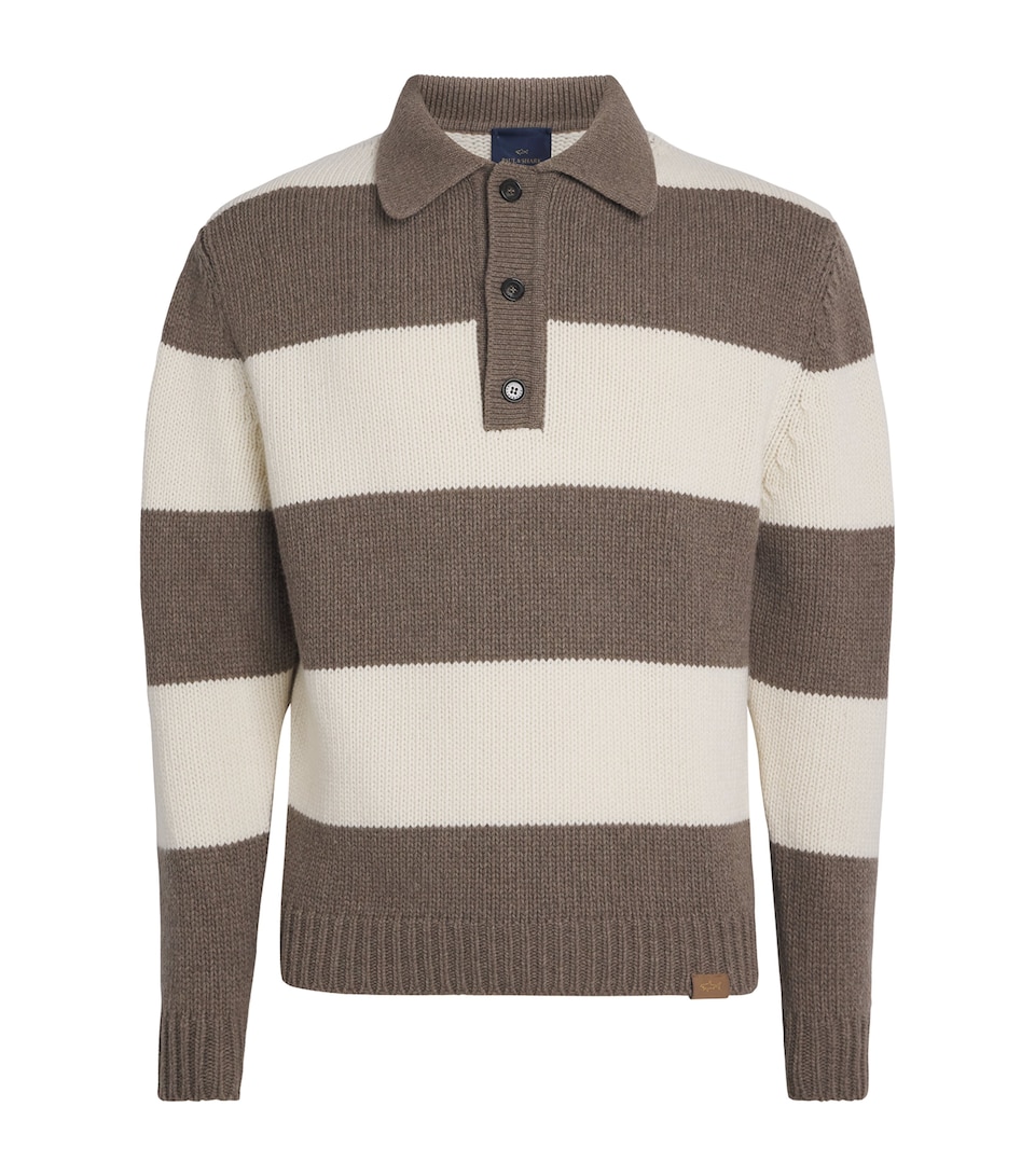 Wool-Blend Stripe Polo Shirt