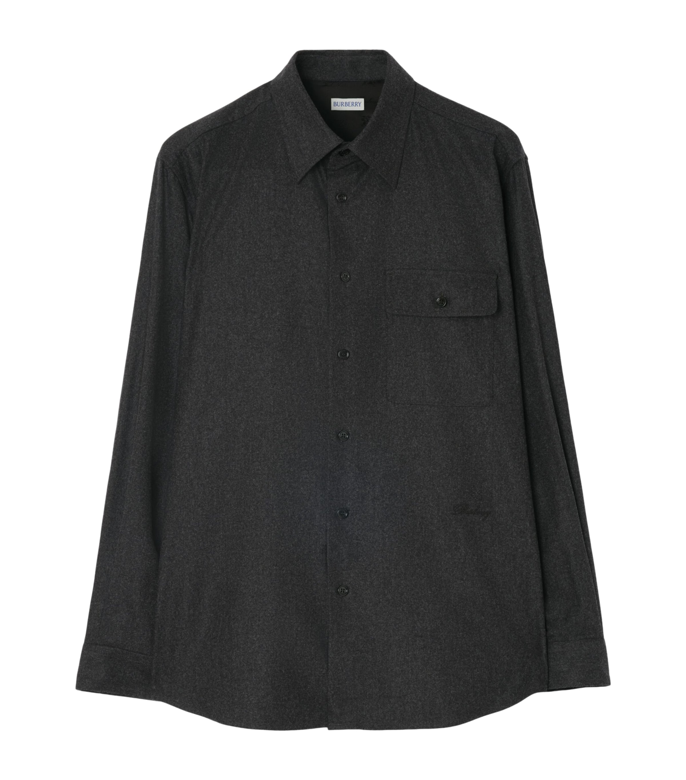 Burberry Mens Wool-Cashmere Overshirt Lead Grey Melange