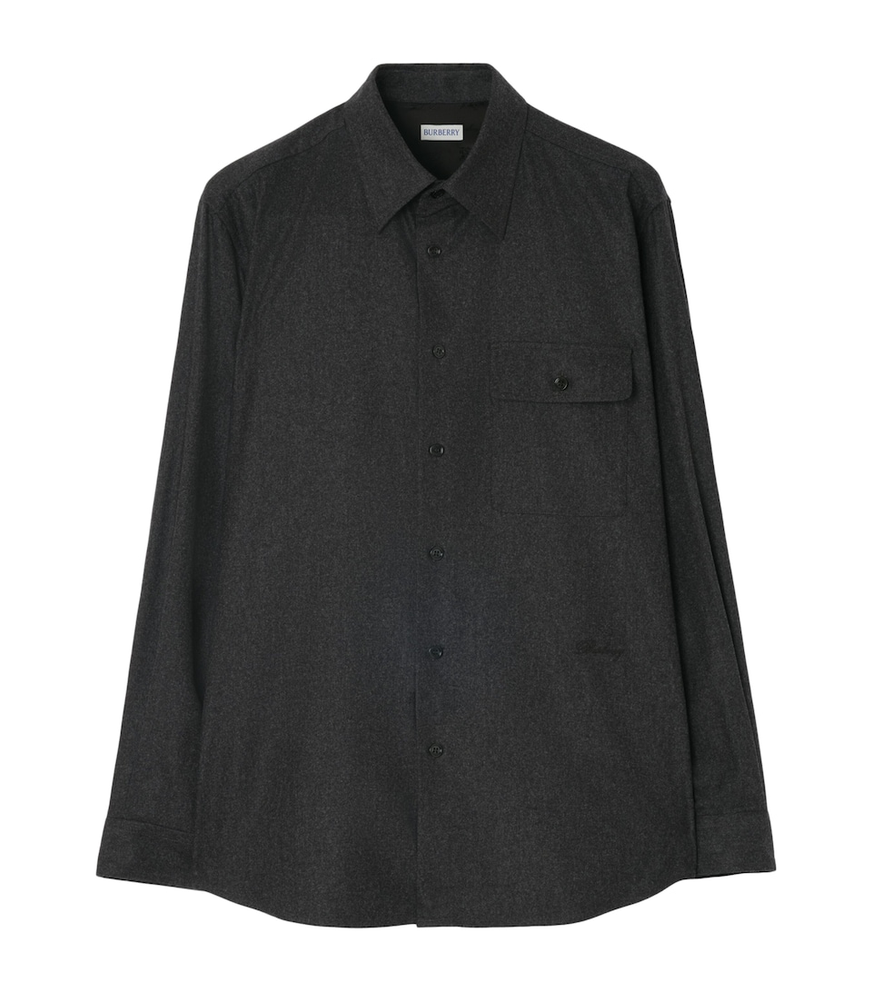Burberry Mens Wool-Cashmere Overshirt Lead Grey Melange
