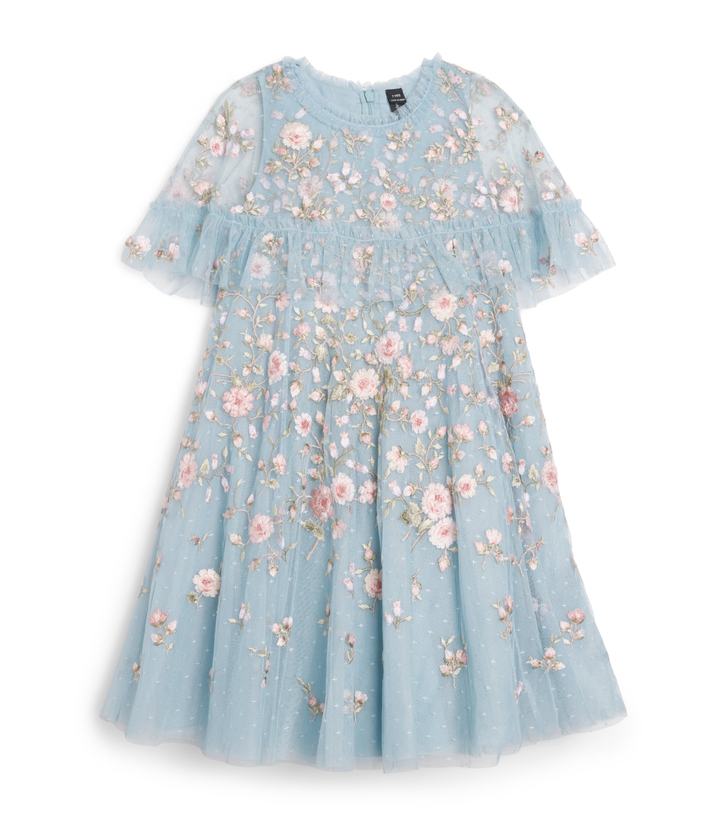 Needle & Thread Tulle Eden Rose Cape Dress (3-7 Years) Aqua/multi