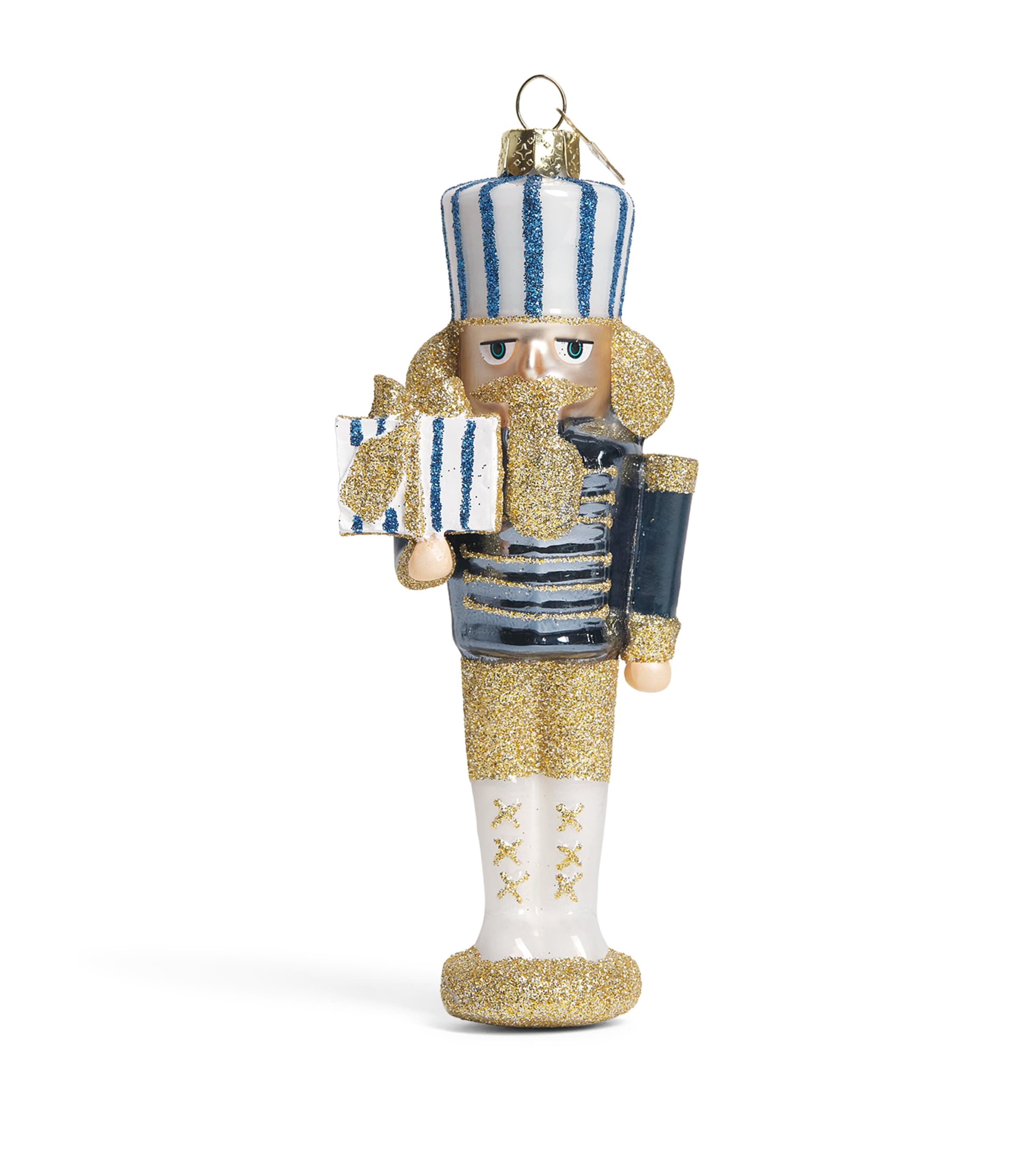 Harrods Glass Nutcracker Tree Decoration Blue