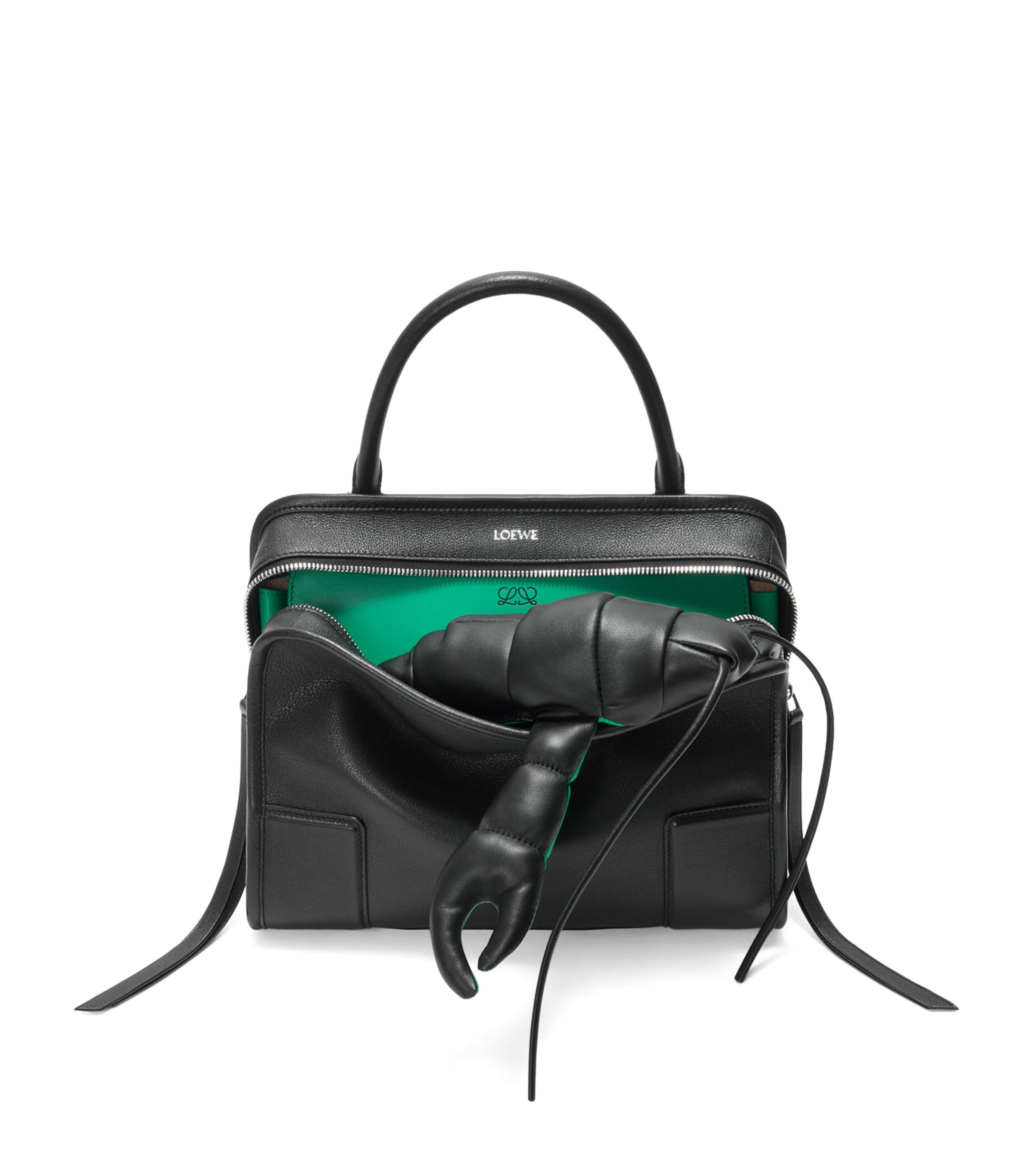 LOEWE x Cosima Von Bonin Medium Leather Amazona 180 Top-Handle Bag Black/green