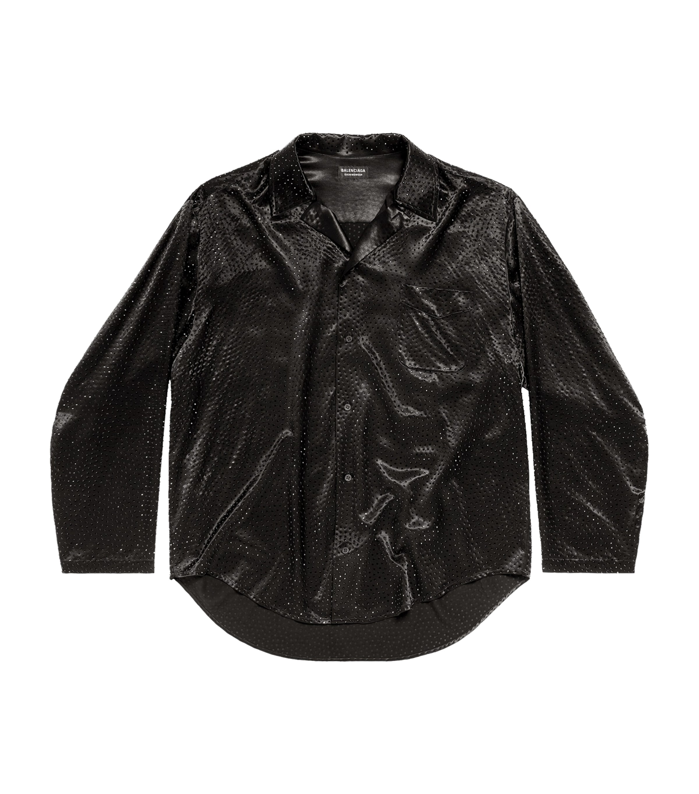 Balenciaga Womens Rhinestone-Embellished Satin Shirt