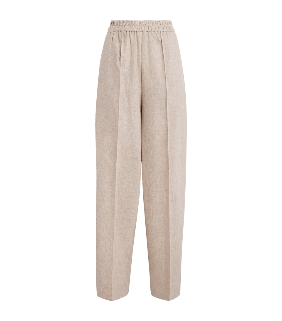 Fabiana Filippi Womens Flannel Pleated Trousers Greige