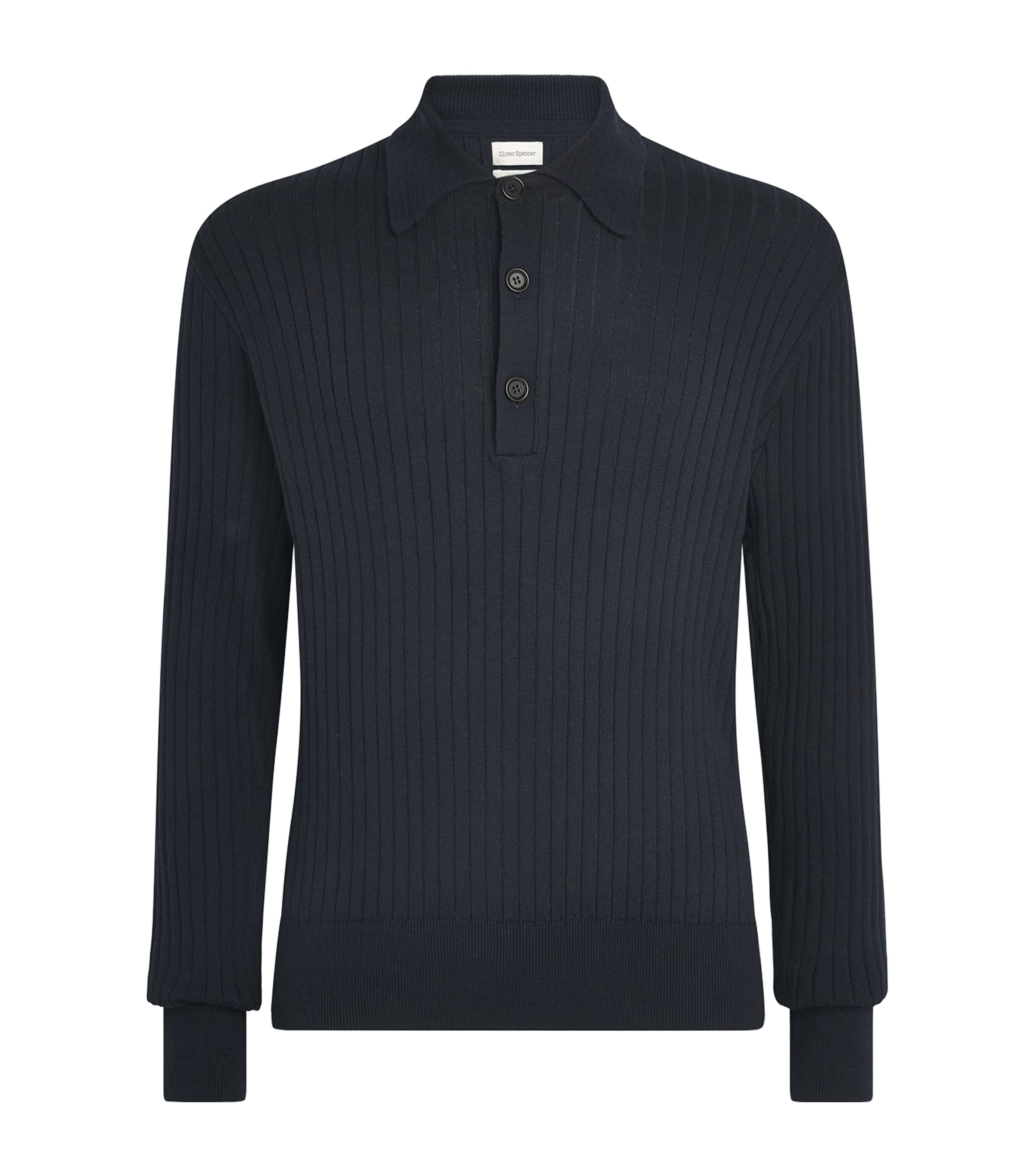 Oliver Spencer Mens Organic Cotton Pablo Polo Shirt Navy