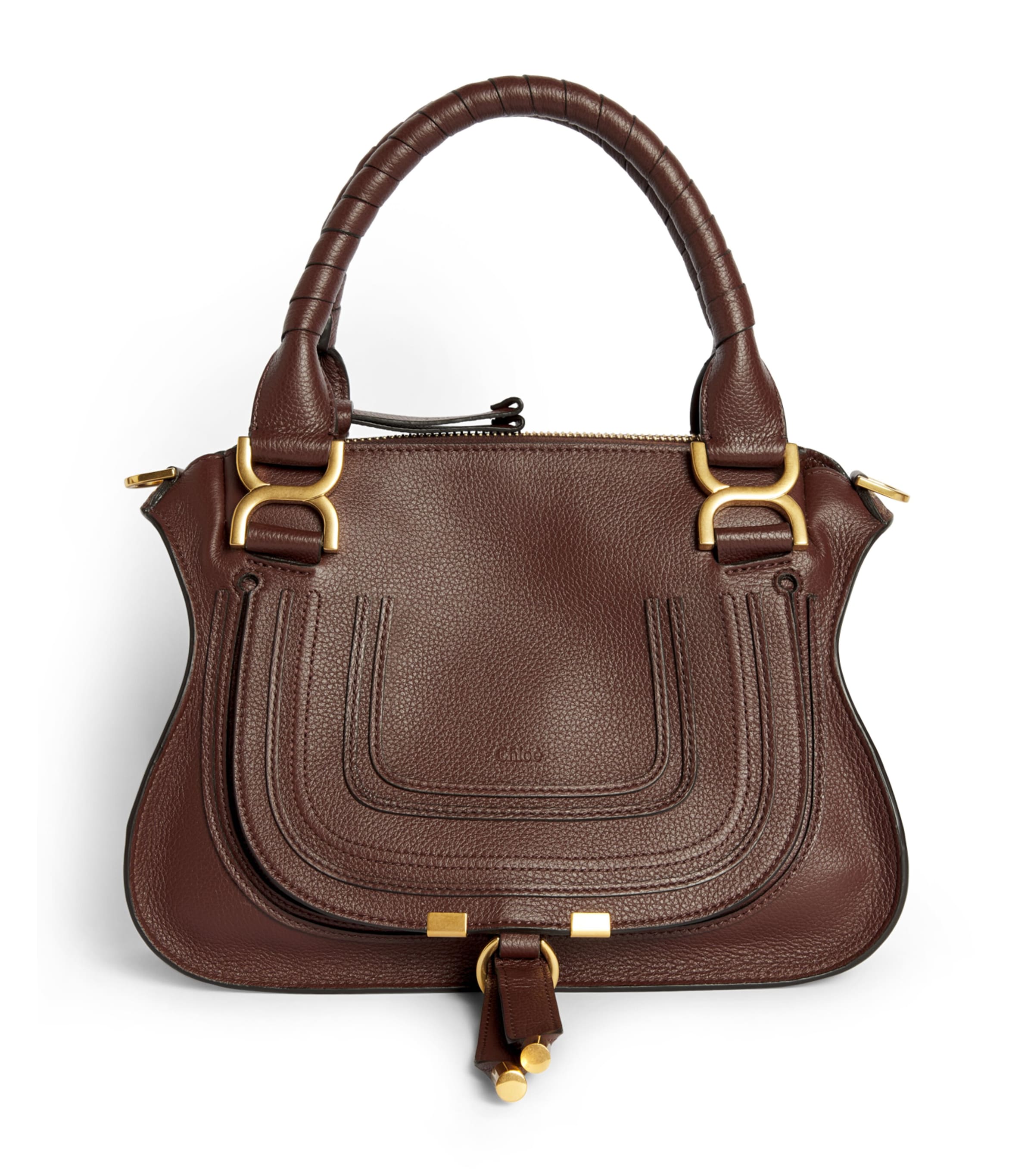 Chloé Small Leather Marcie Top-Handle Bag Crafty Browm
