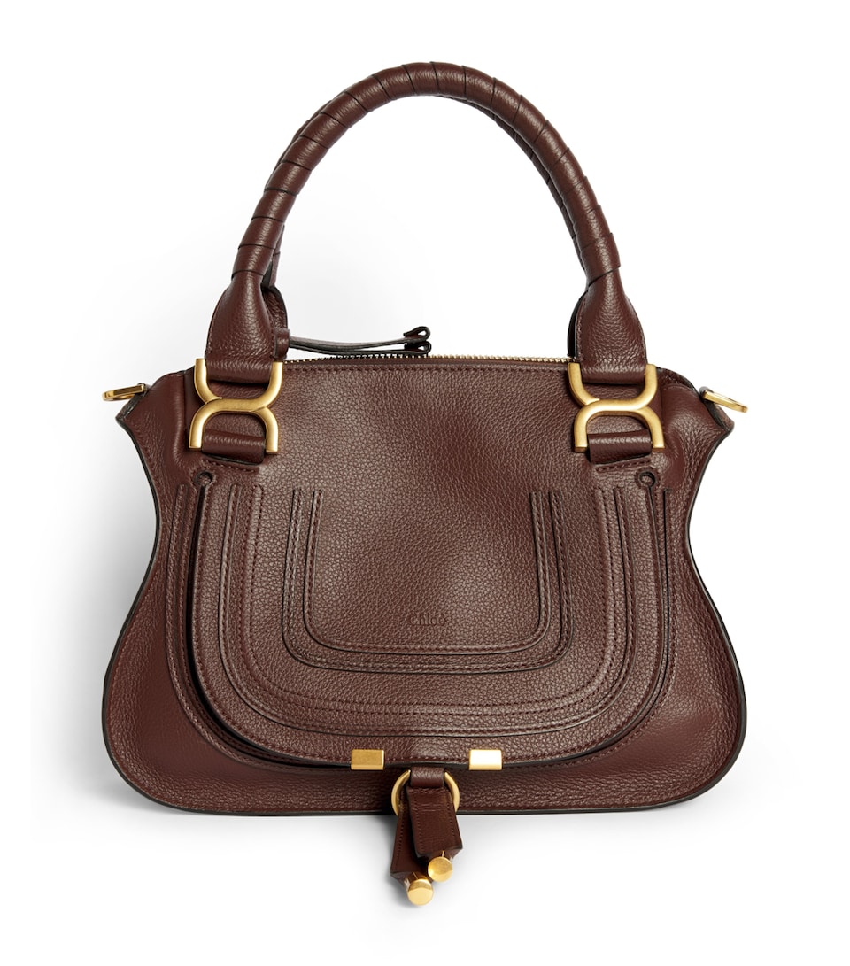 Chloé Small Leather Marcie Top-Handle Bag Crafty Browm