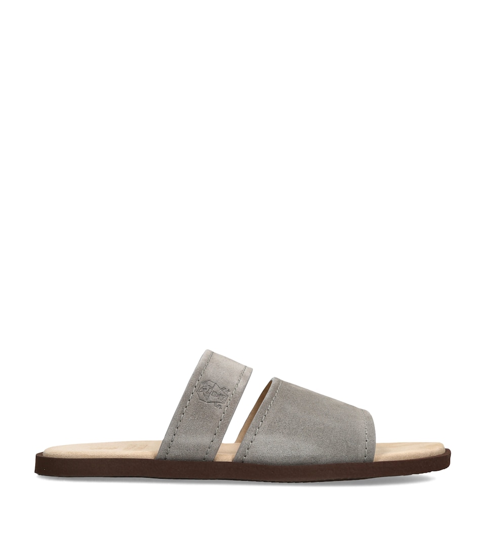 Brunello Cucinelli Leather Slides Grey