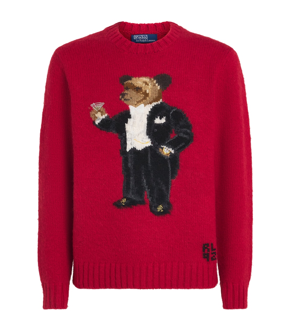 Polo Ralph Lauren Mens Wool Martini Bear Sweater Regal Carmine