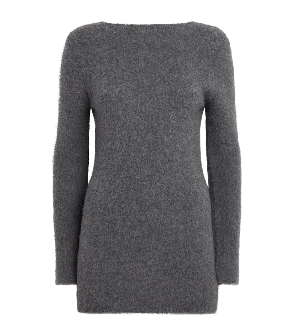RETORI Womens Cashmere Deep V-Neck Mini Dress Grey