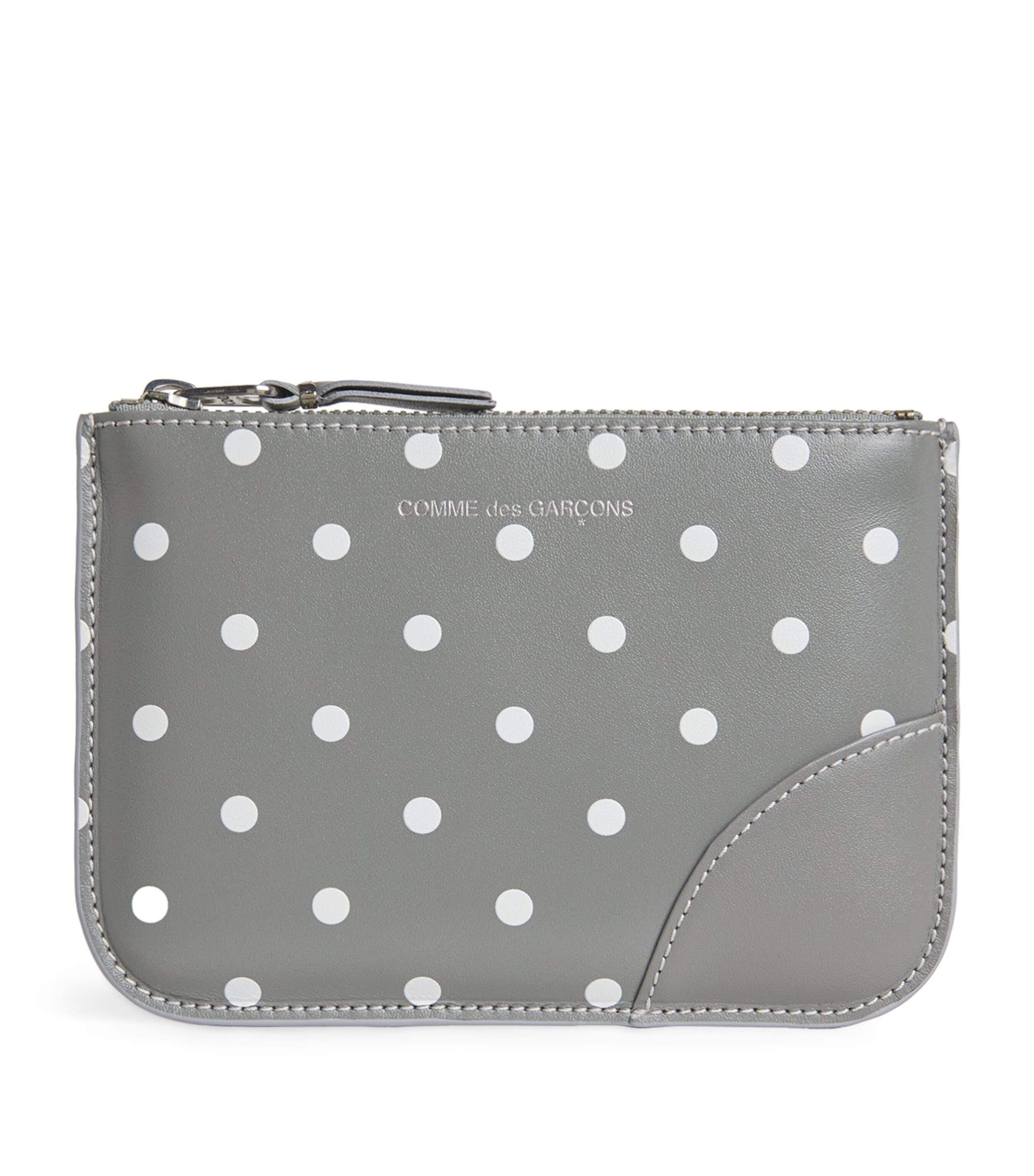 Leather Polka-Dot Zipped Pouch