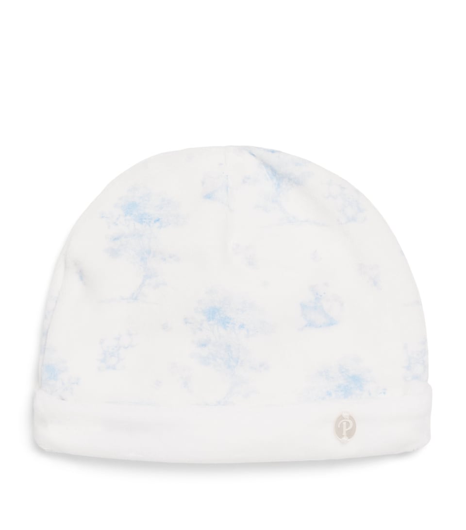 Patachou Velvet Toile de Jouy Bear Print Beanie