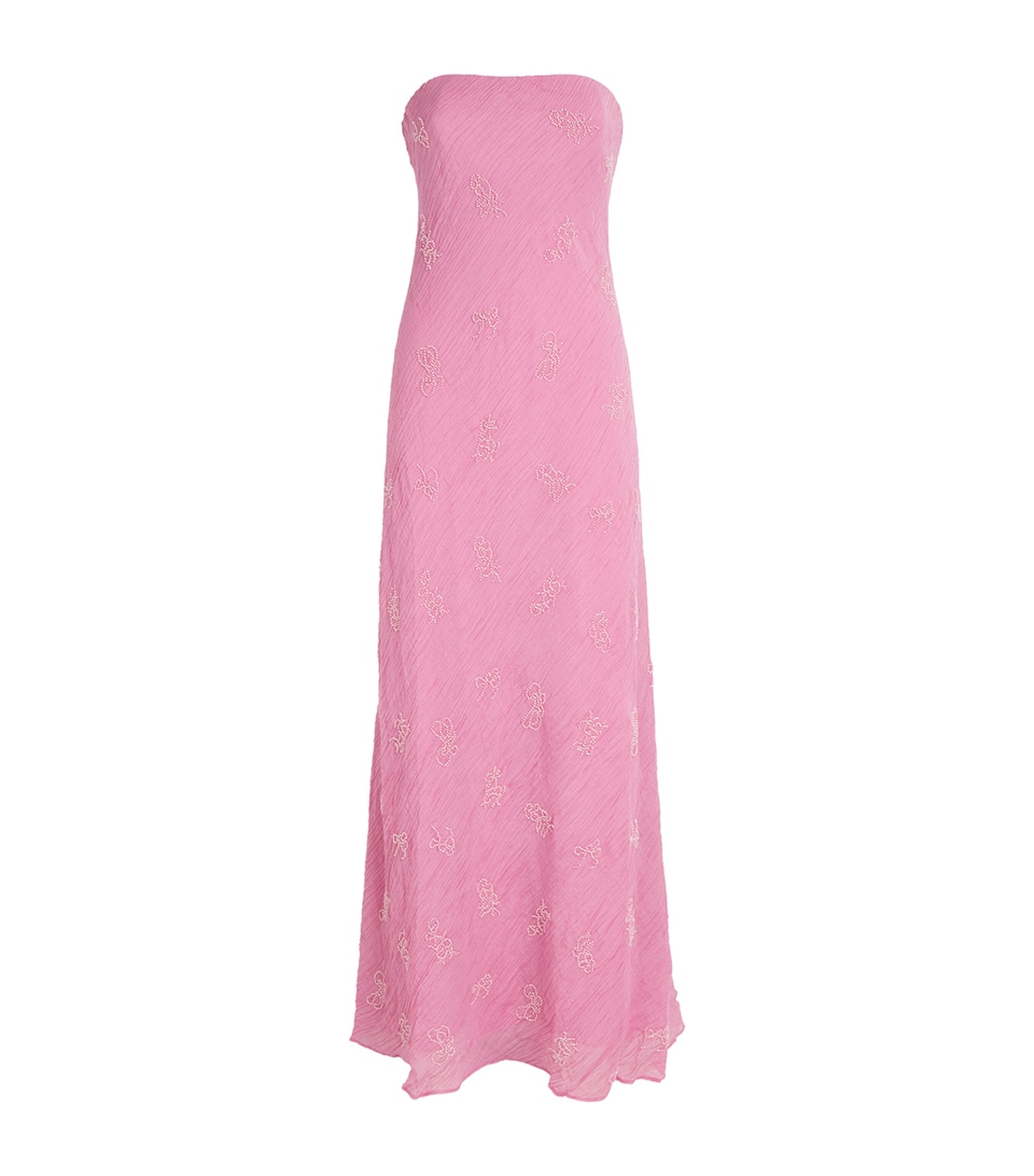 STAUD Womens Organza Beaded Cassie Maxi Dress Flrt Flirt