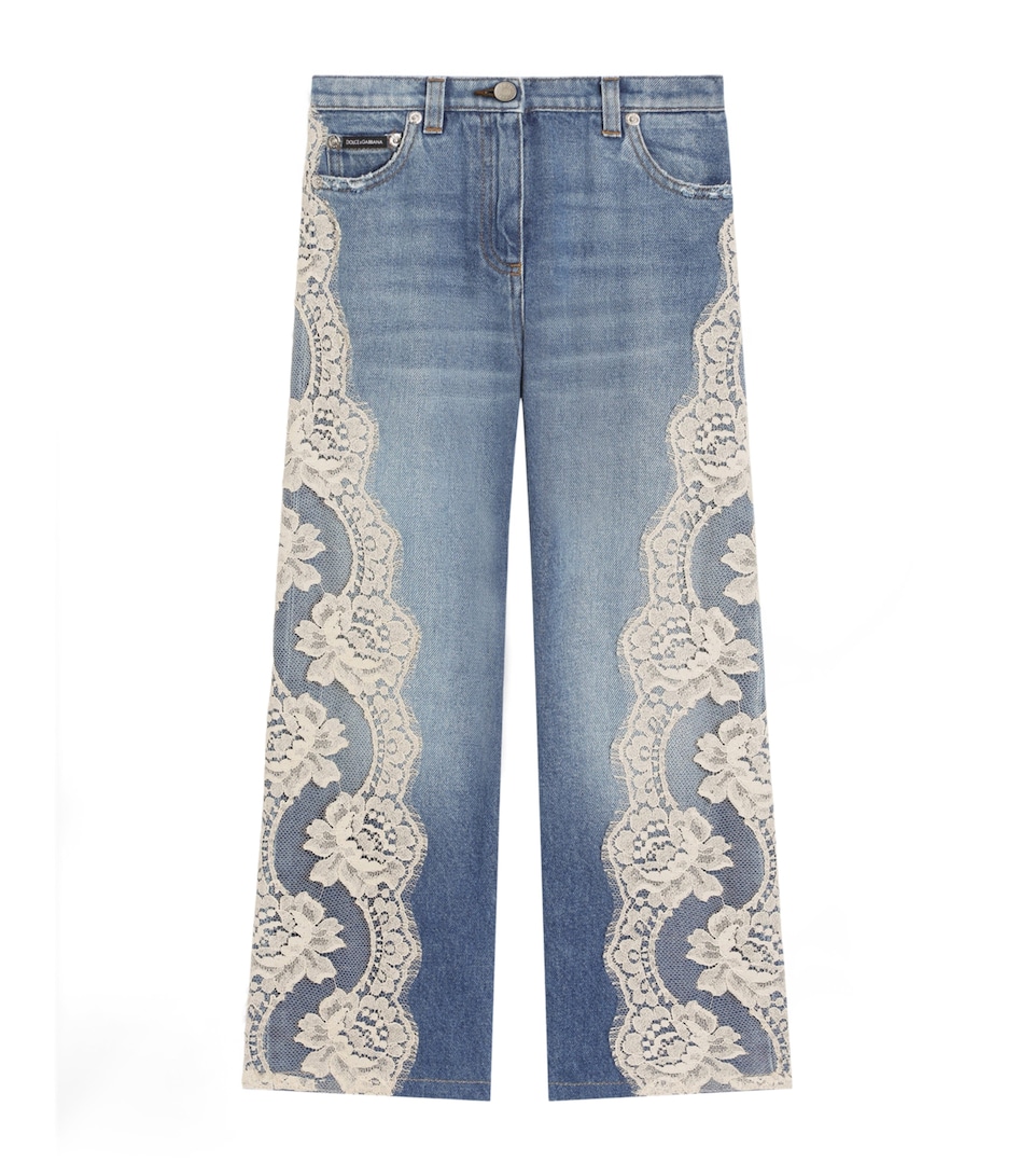 Dolce&Gabbana Kids Lace-Trim Straight Jeans (8-12+ Years) Combined Colou