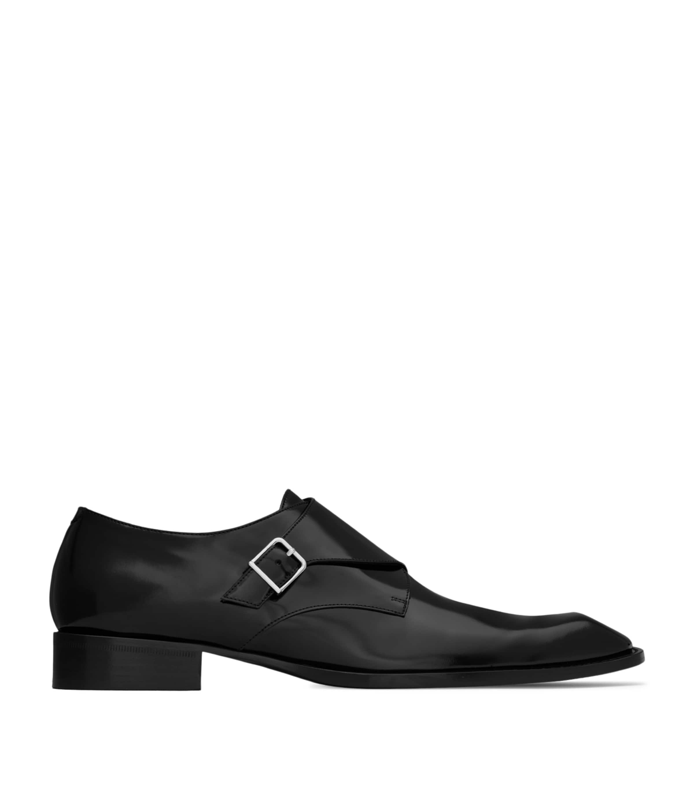 Saint Laurent Leather Connor Buckled Monk Shoes