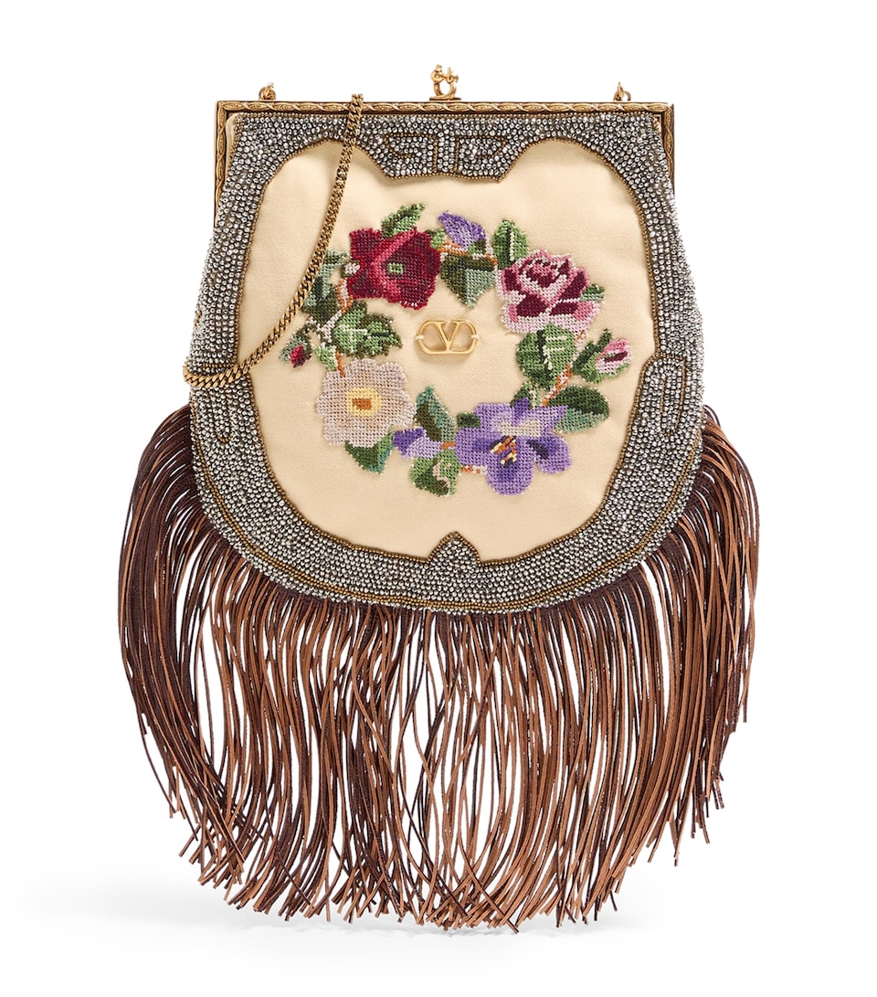 Embellished Floral Shoulder Bag
