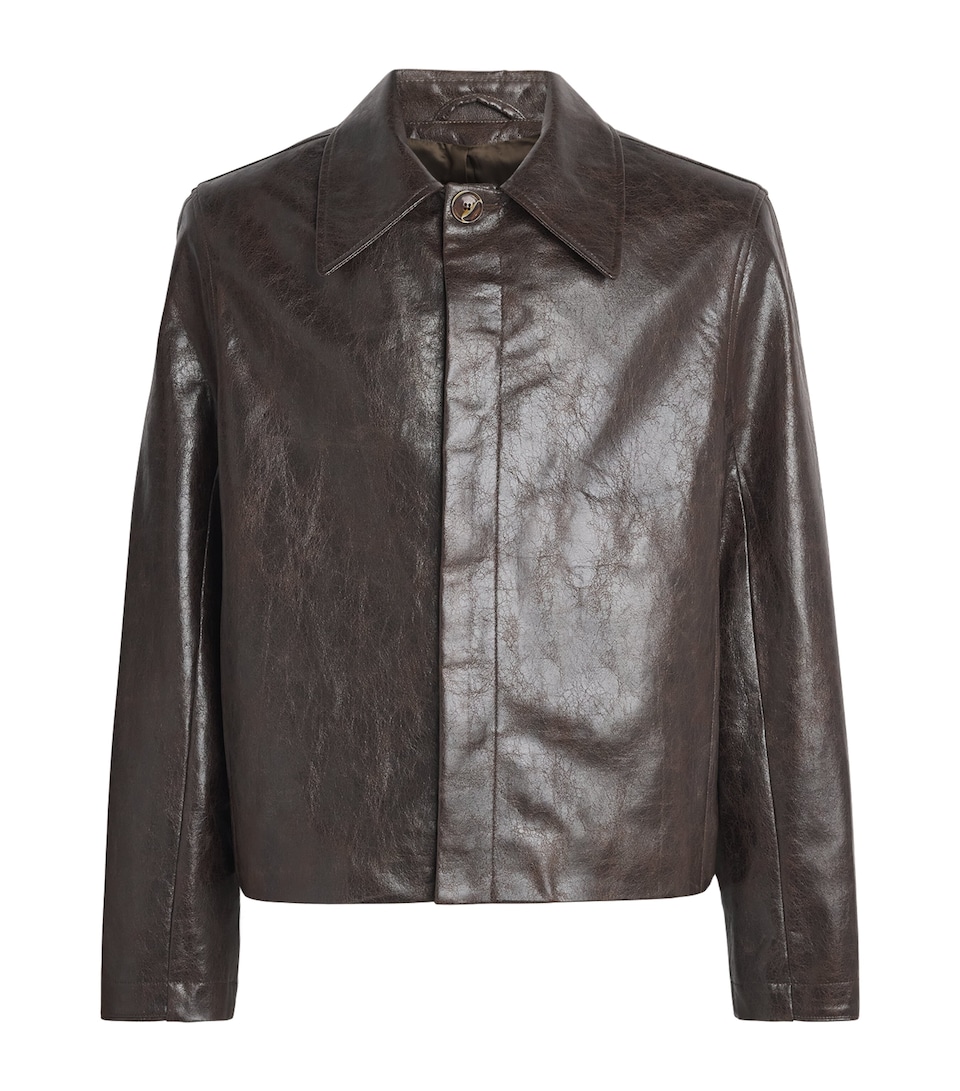 Séfr Mens Faux Leather Keane Jacket Coated Dark Tech