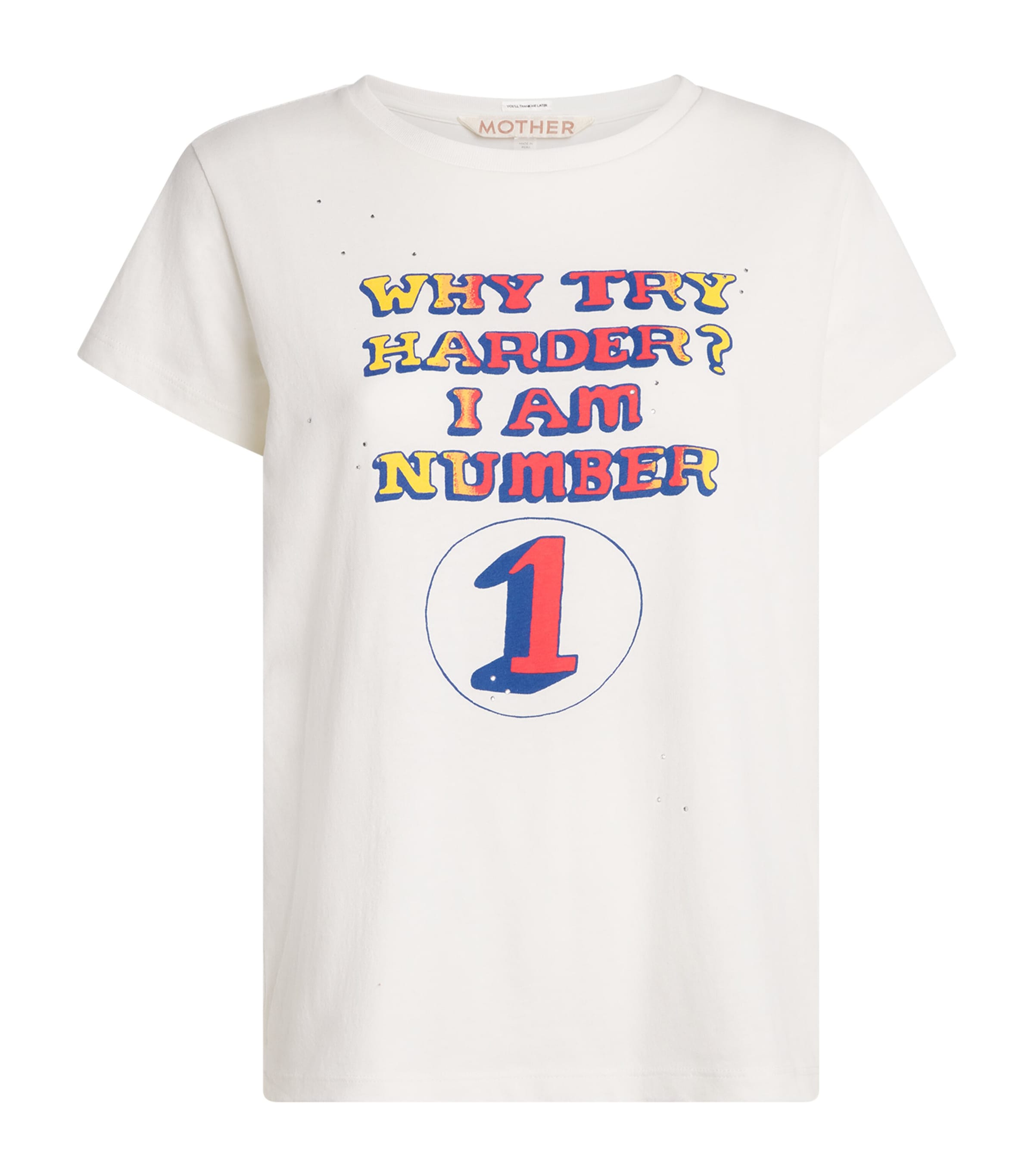 MOTHER Womens Cotton The Boxy Goodie Goodie T-Shirt Wyt Why Try Har