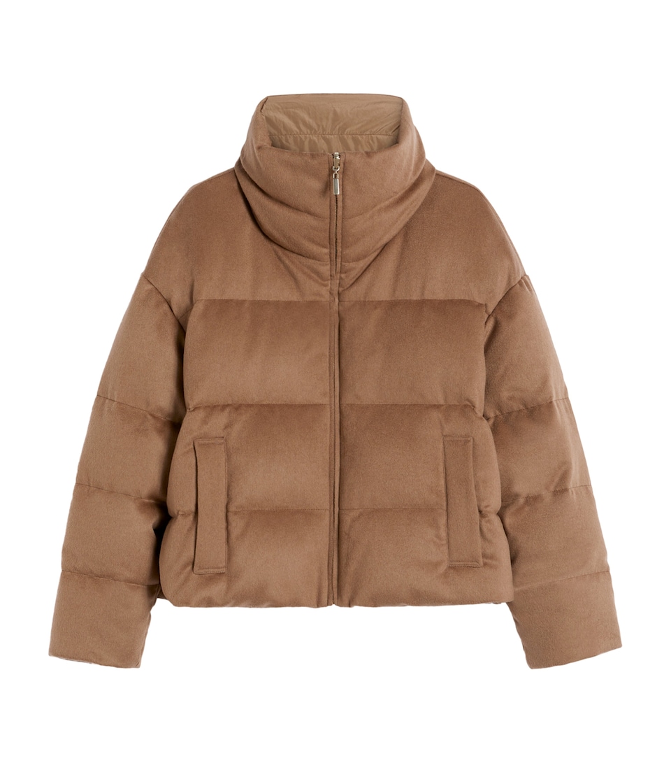 Down Camel Wool Reversible Quilted Coat