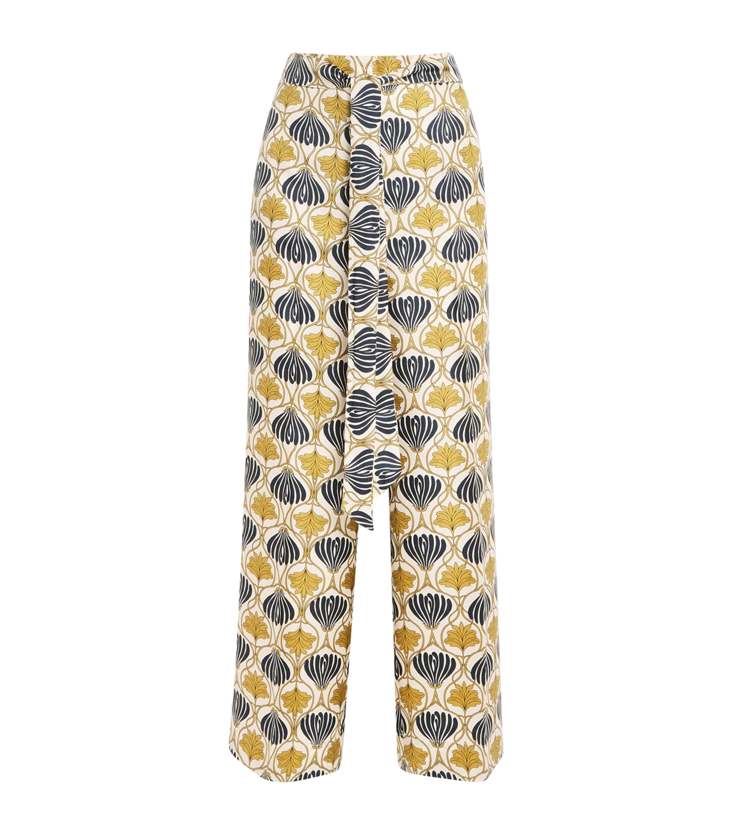 Silk Printed Wide-Leg Trousers