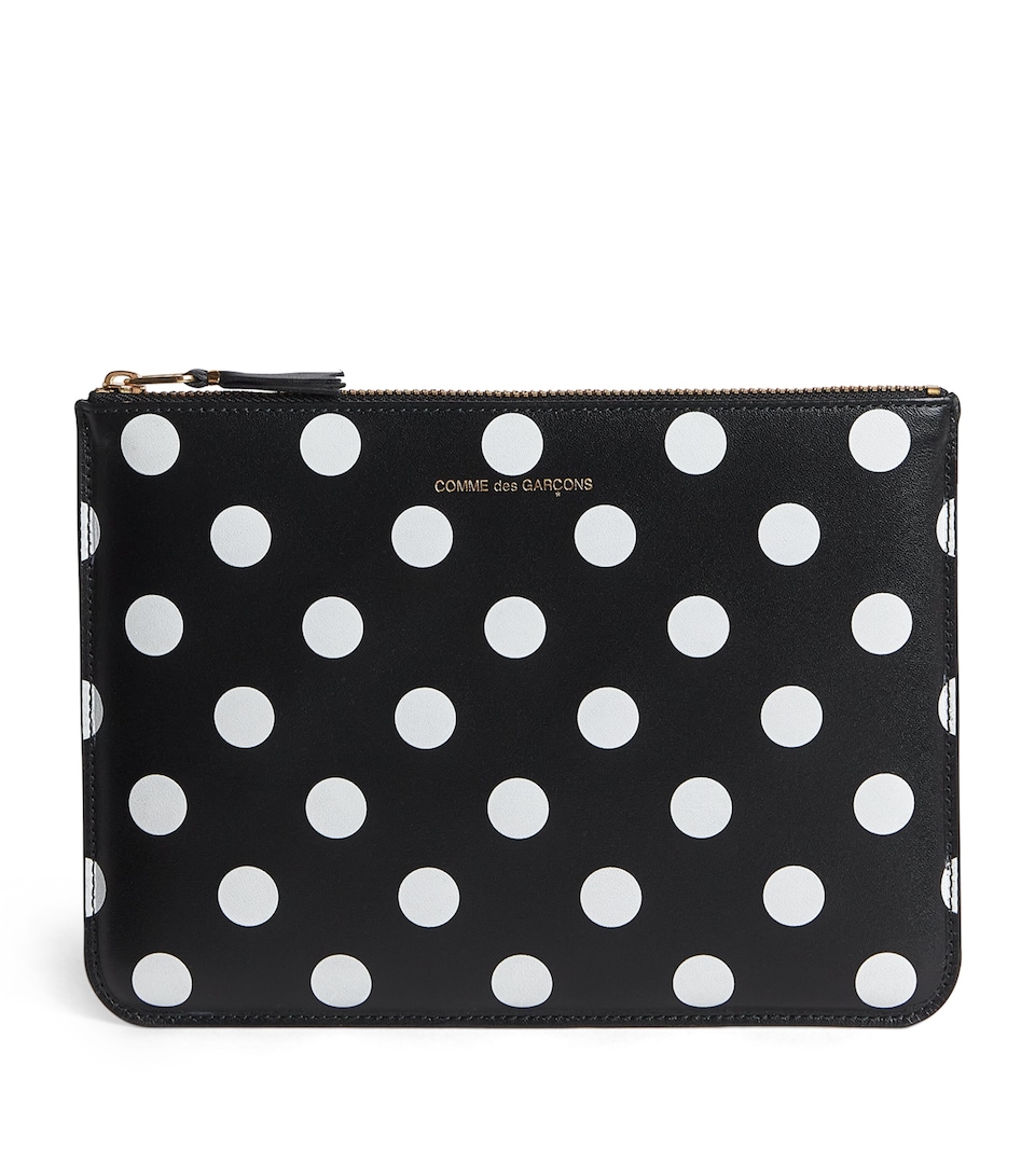 Large Leather Polka-Dot Zipped Pouch
