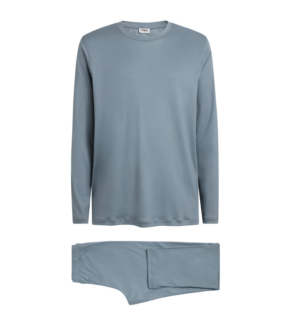 Zimmerli Mens Sea Island Cotton Pyjama Set Light Slate