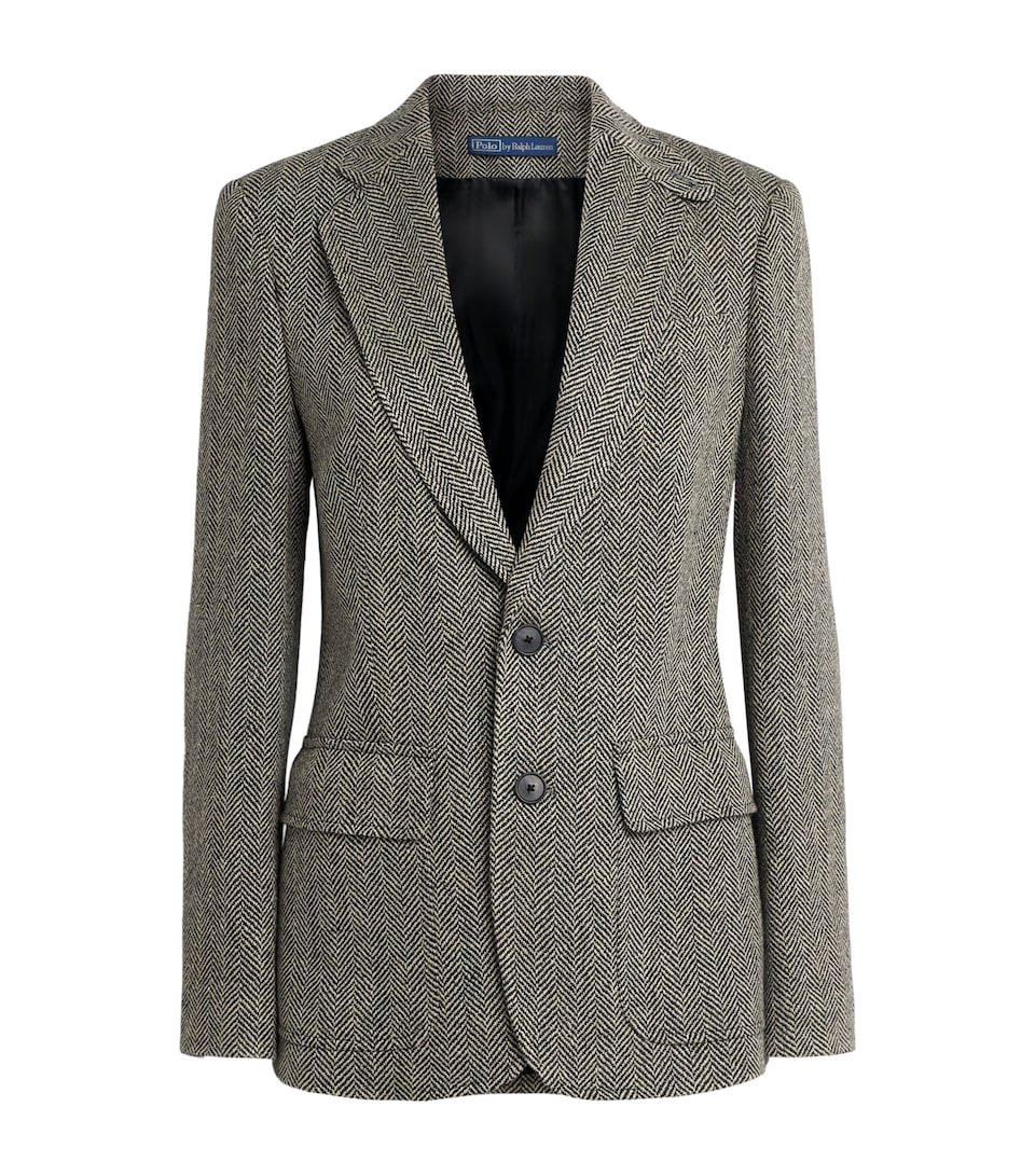 Polo Ralph Lauren Womens Linen-Silk-Wool Heritage Blazer Blk/bge