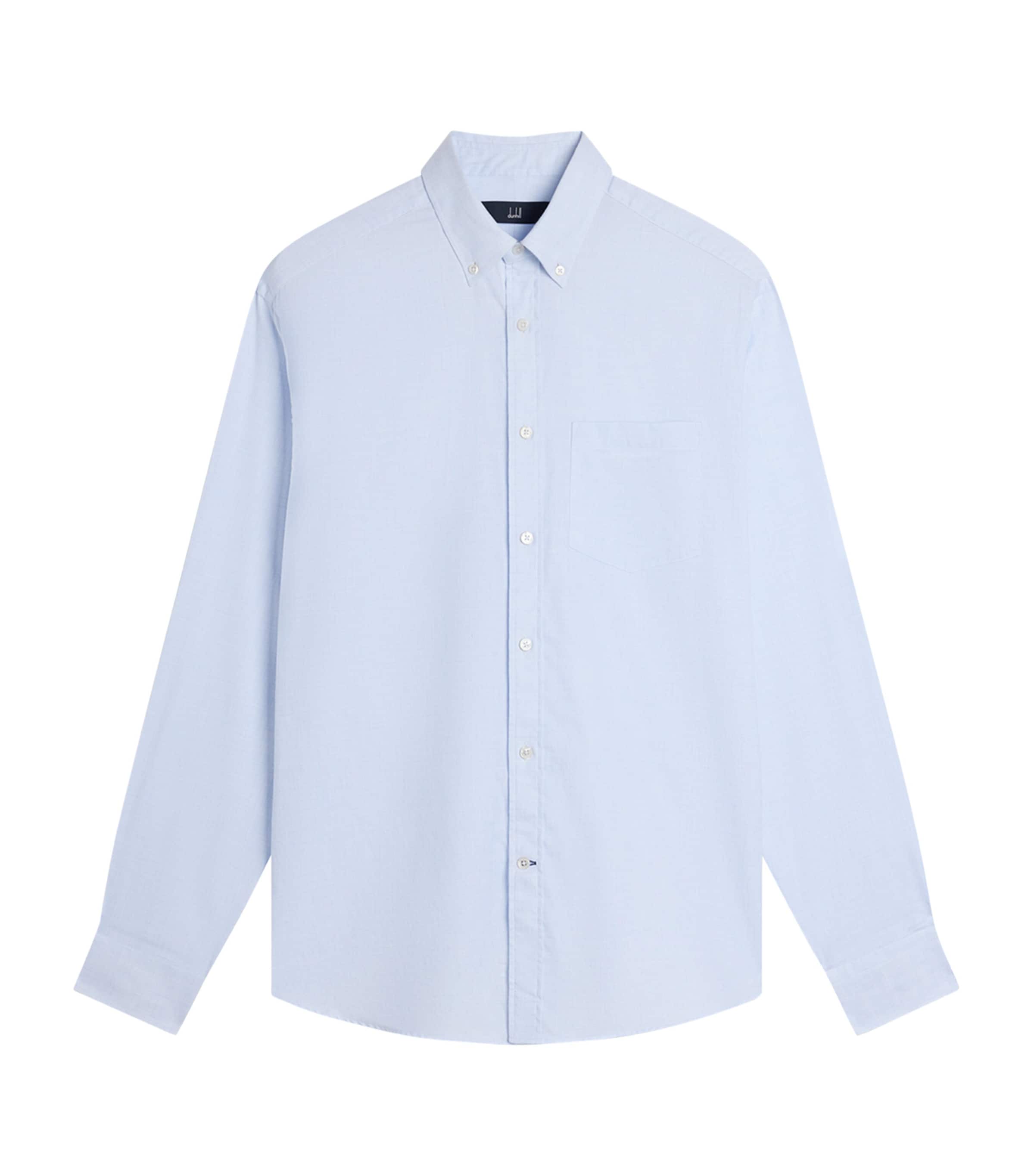 Dunhill Mens Cotton-Linen Casual Shirt White