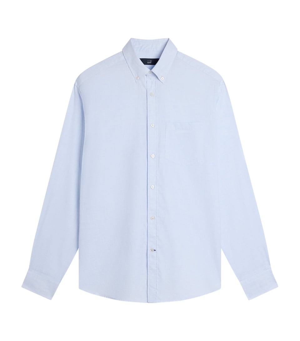 Dunhill Mens Cotton-Linen Casual Shirt White