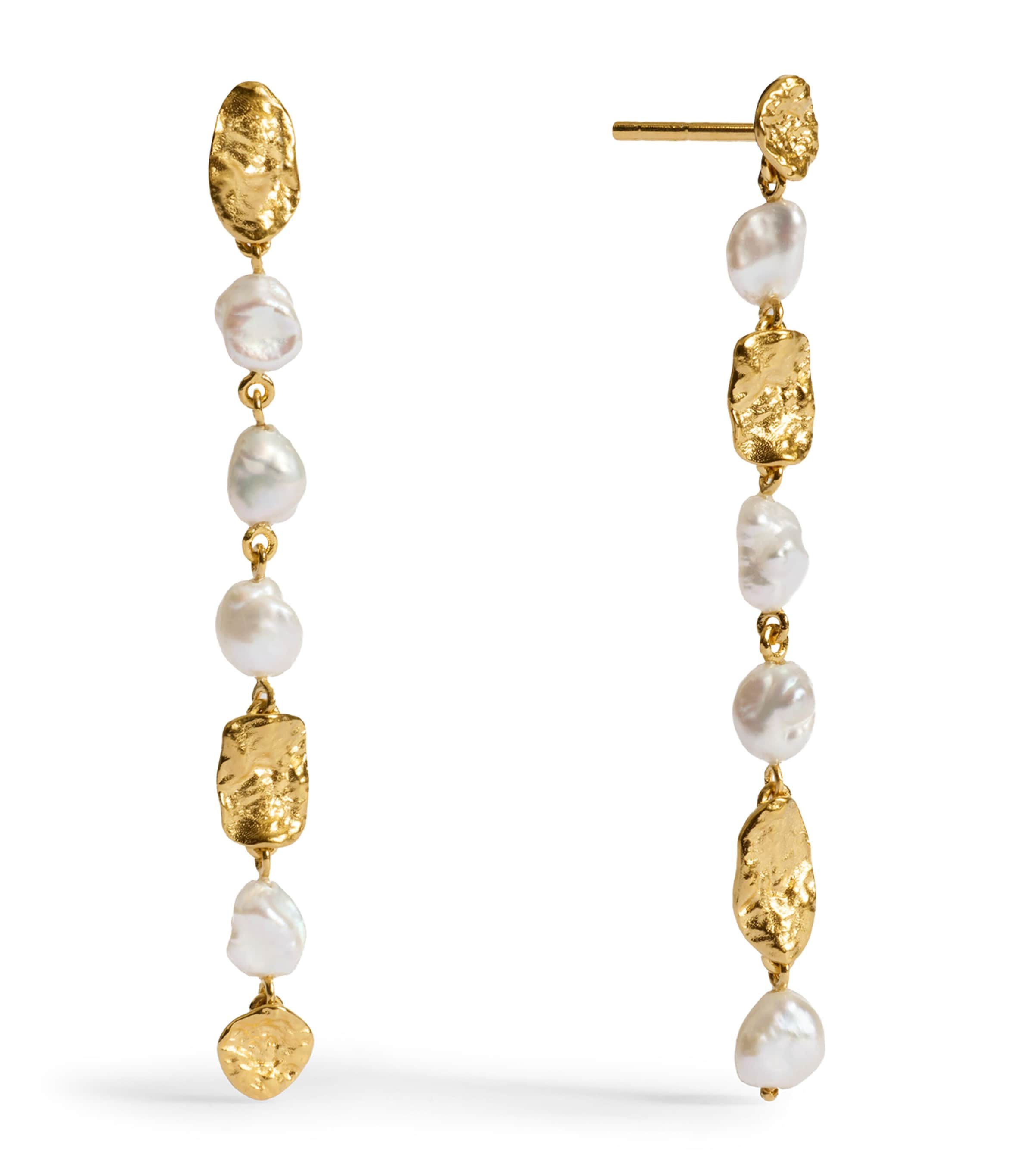 Monica Vinader Gold Vermeil and Pearl Capri Drop Earrings White
