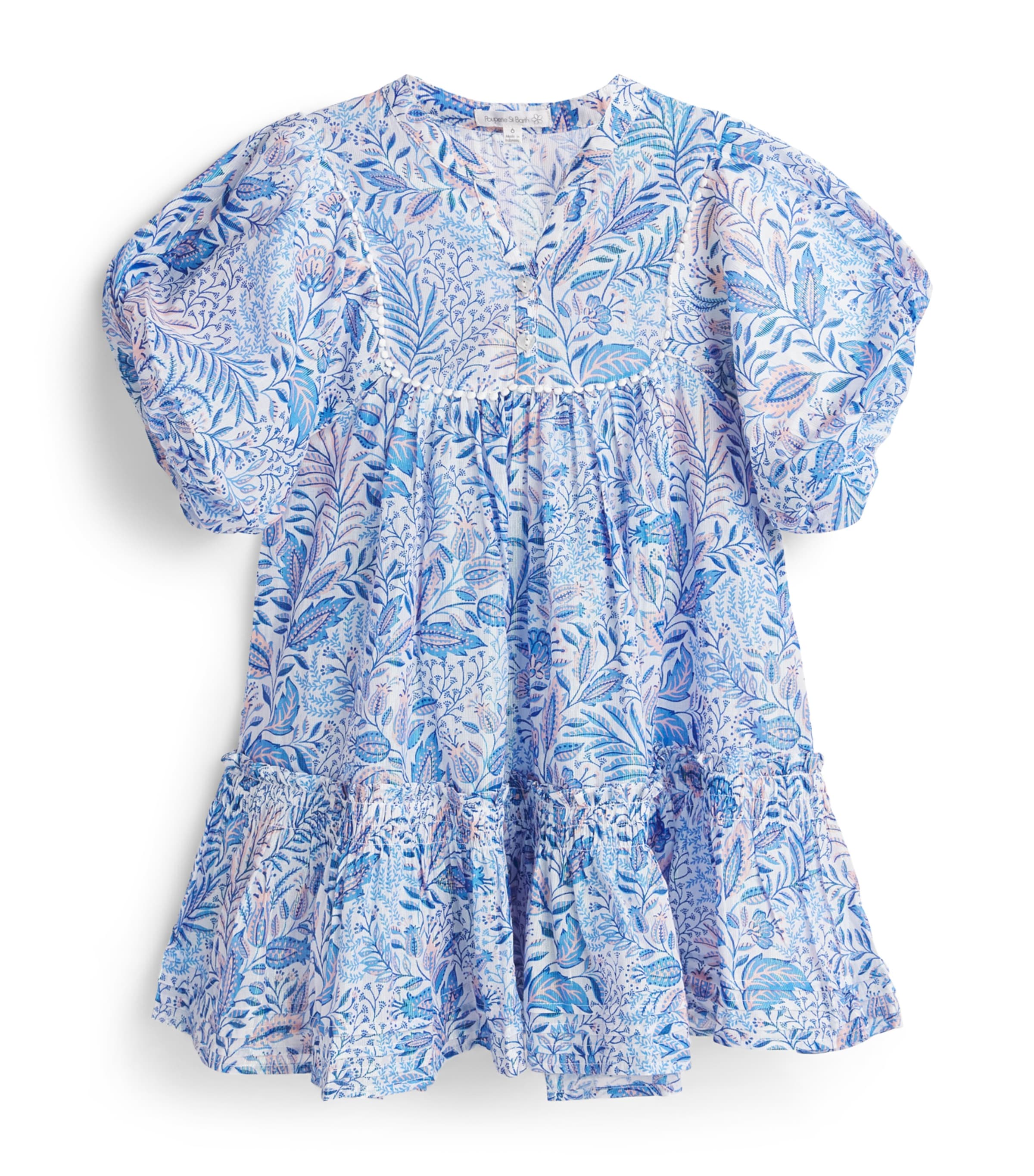 Poupette St Barth Kids Printed Billie Mini Dress (4-12 Years) Blue Palmarosa