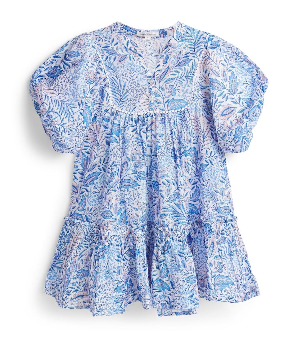 Poupette St Barth Kids Printed Billie Mini Dress (4-12 Years) Blue Palmarosa