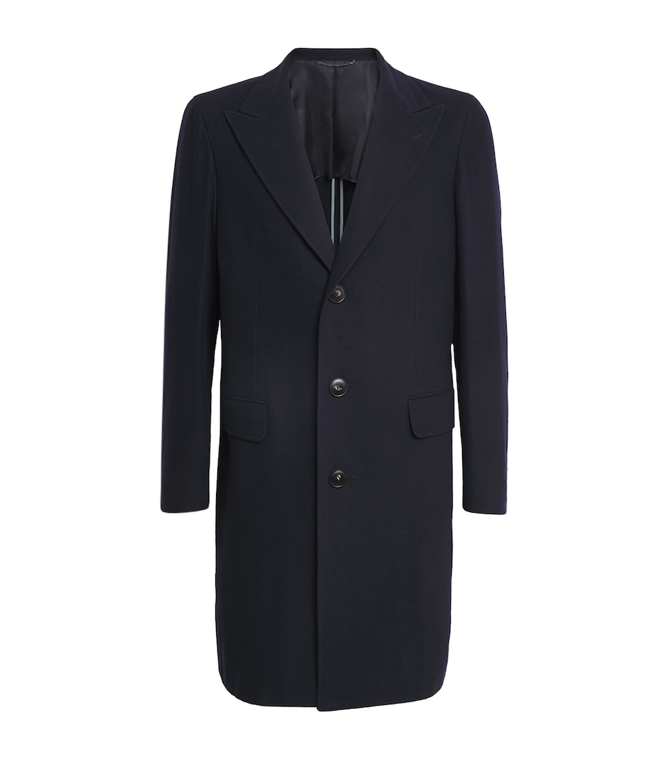 Canali Mens Wool Overcoat Navy