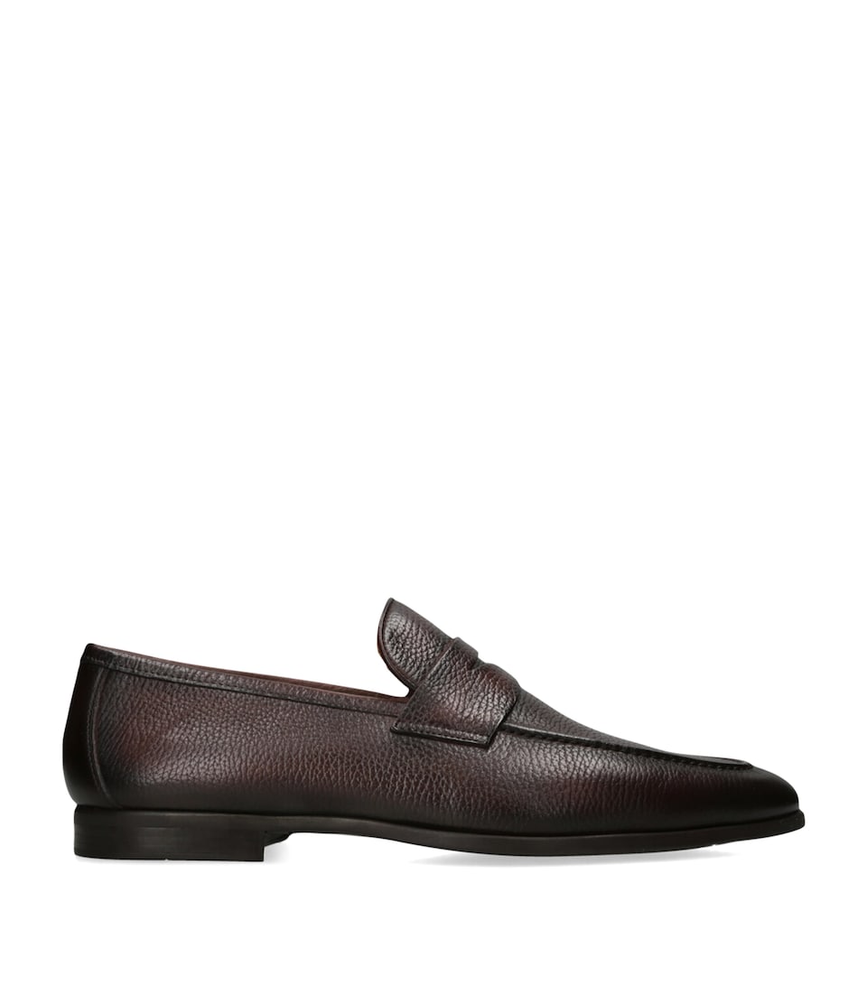 Magnanni Grained-Leather Diezma Loafers Mid Brown