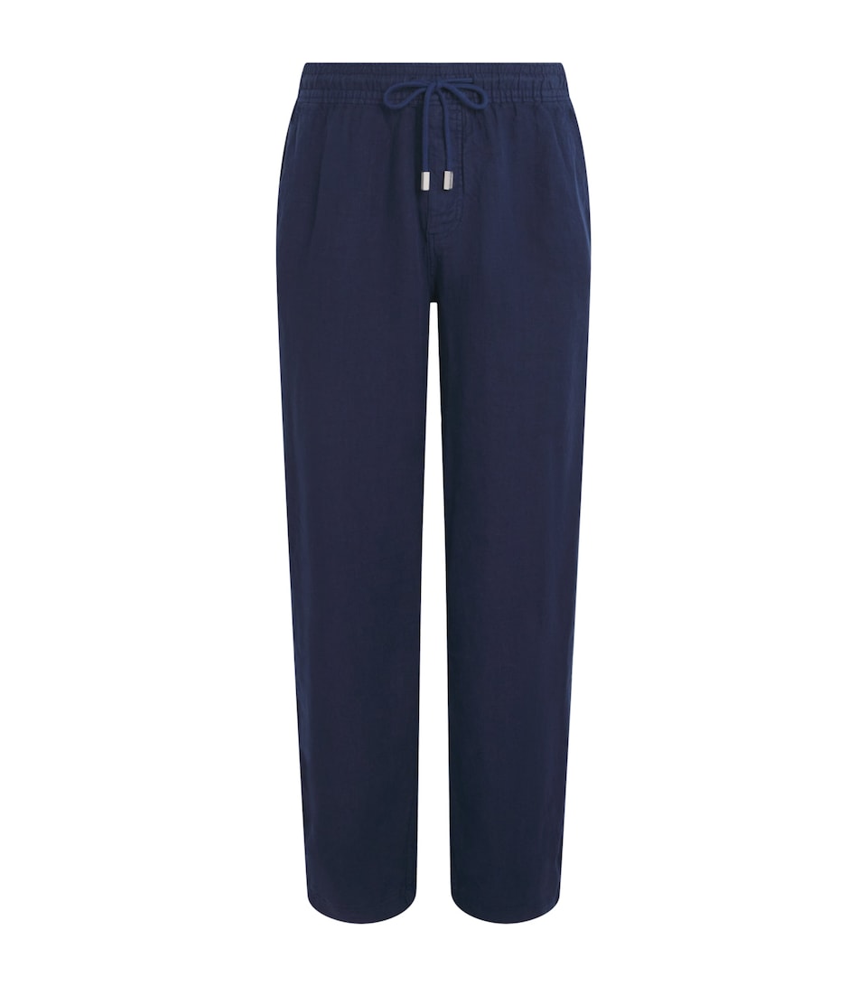 Vilebrequin Mens Linen Drawstring Trousers Bleu Marine