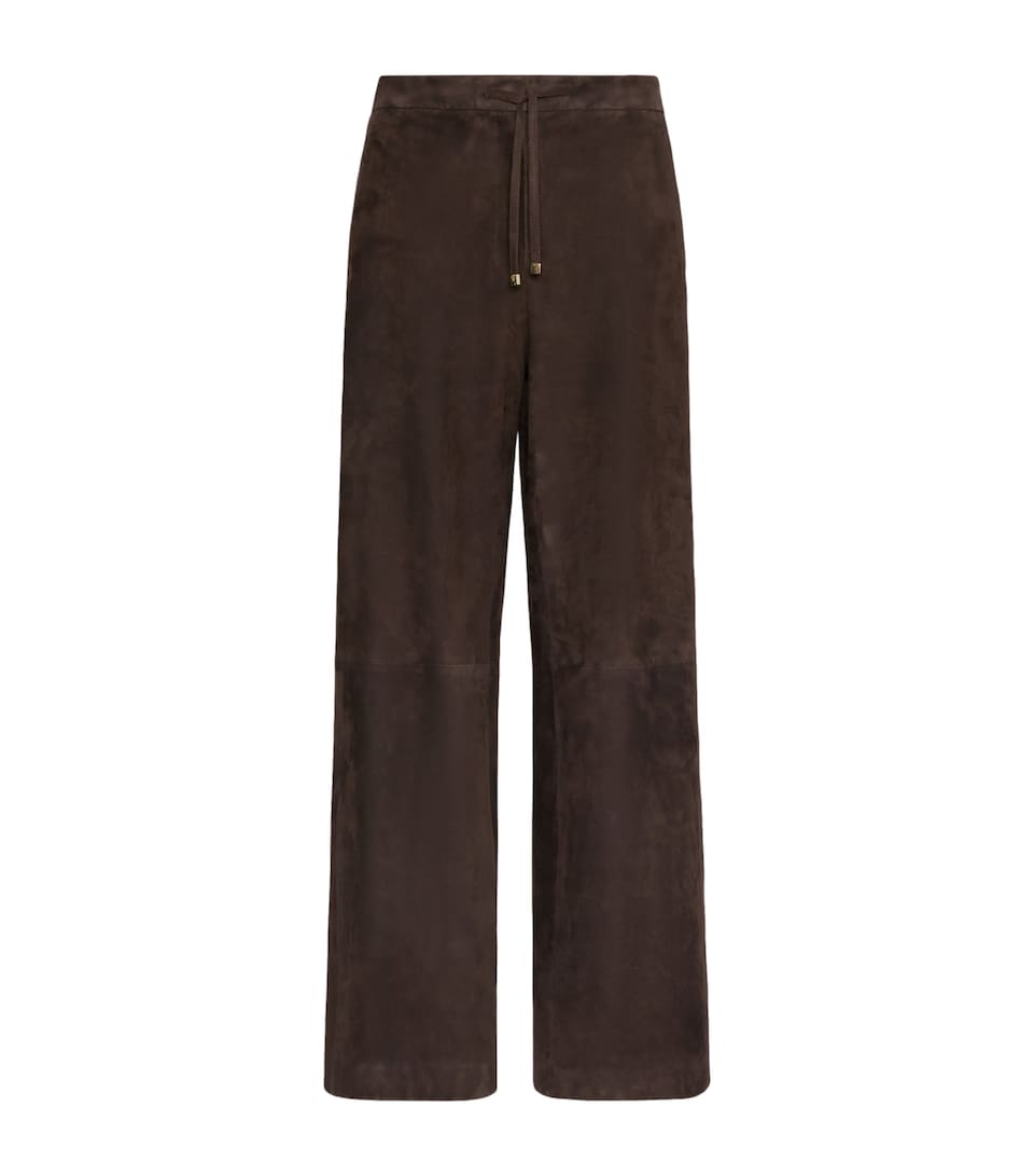 Max Mara Womens Suede Drawstring Trousers Brown