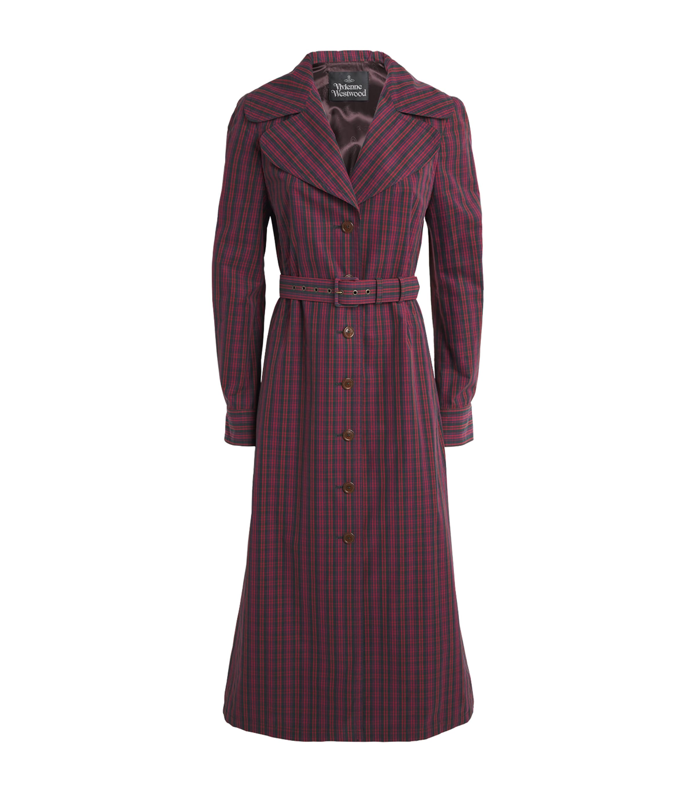 Vivienne Westwood Womens Cotton Tartan Liska Trench Coat Red/green/blue