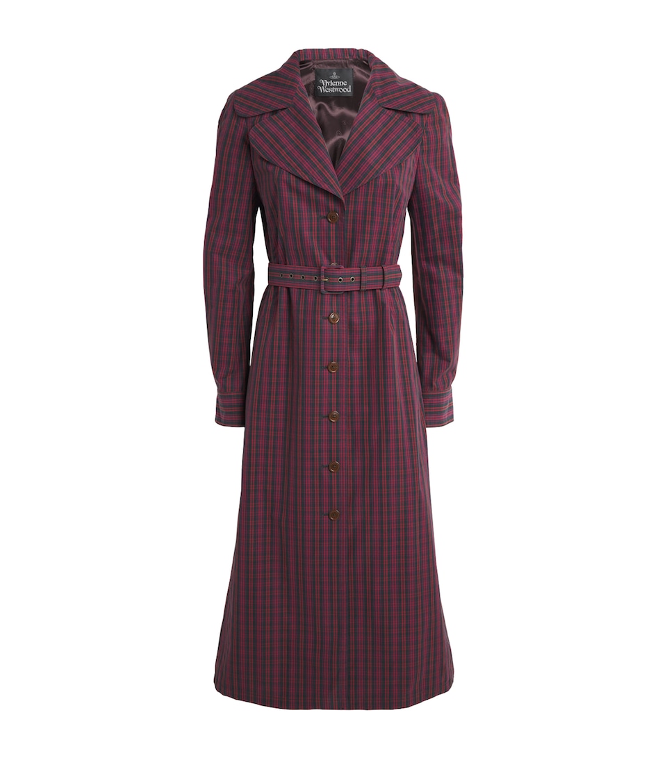 Vivienne Westwood Womens Cotton Tartan Liska Trench Coat Red/green/blue