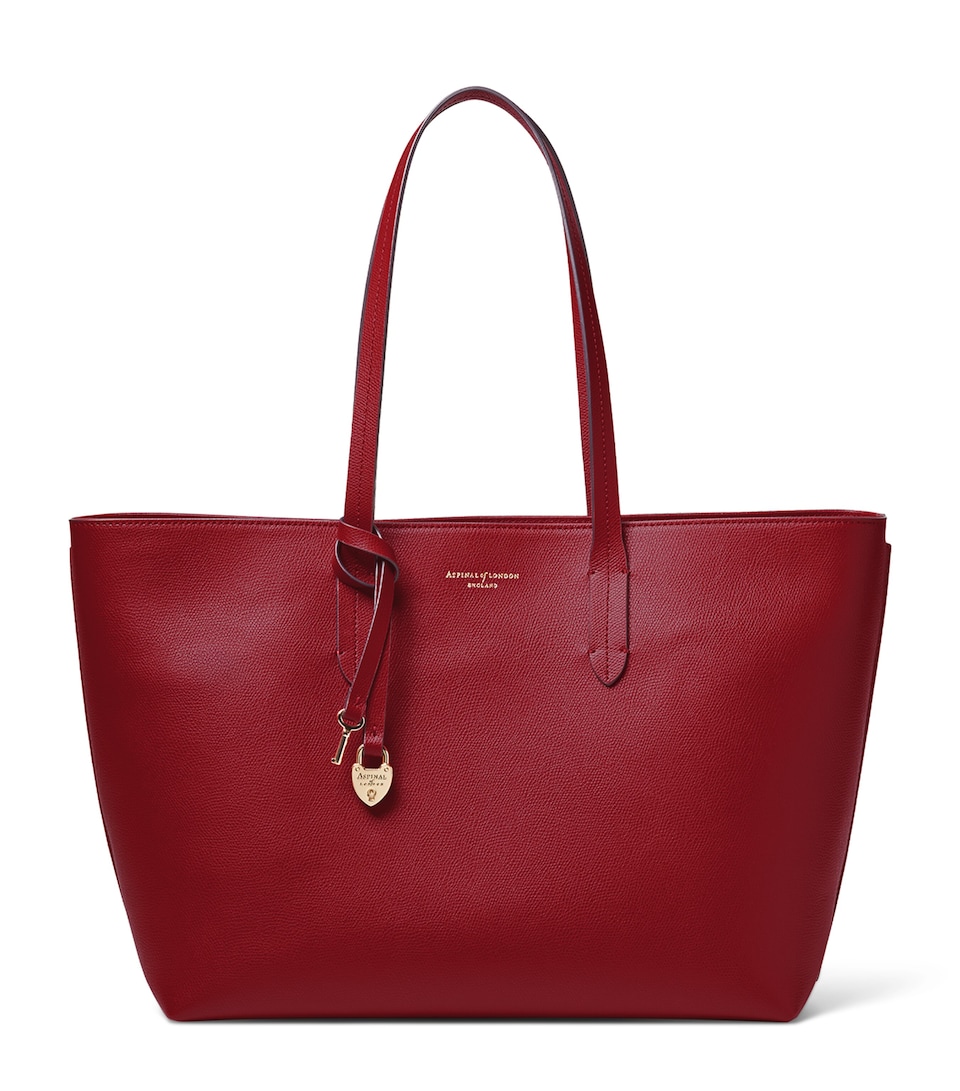 Aspinal Of London Leather East West Tote Bag Cherry